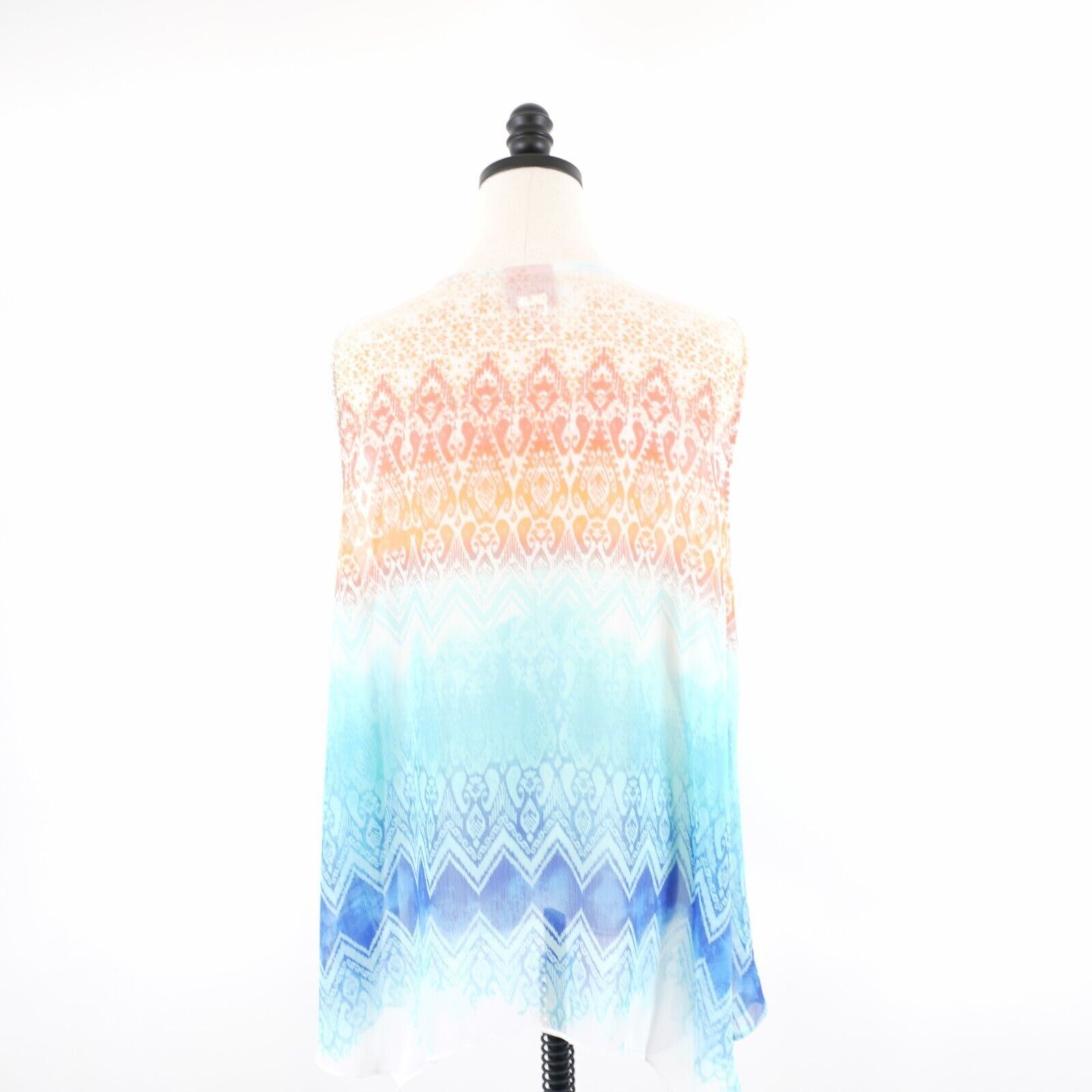 Designer Hearts Of Palm Orange Blue Floral V-Neck Tunic Sleeveless Si Size XXL / US 16-18 / IT 52-54 - 4 Thumbnail