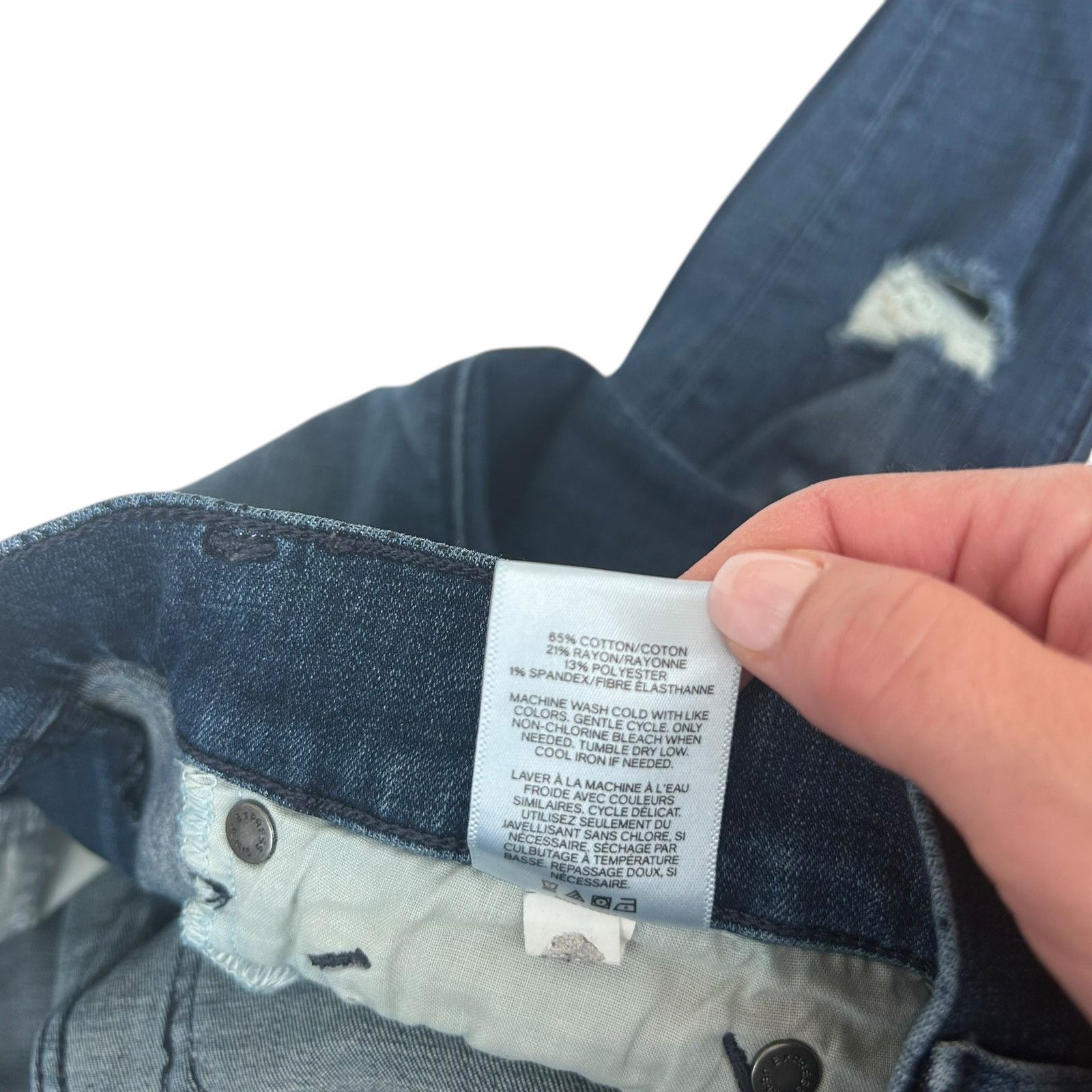 Express Express Distressed Mid Rise Ankle Legging Jeans Sz 2S Size 26" / US 2 / IT 38 - 4 Thumbnail