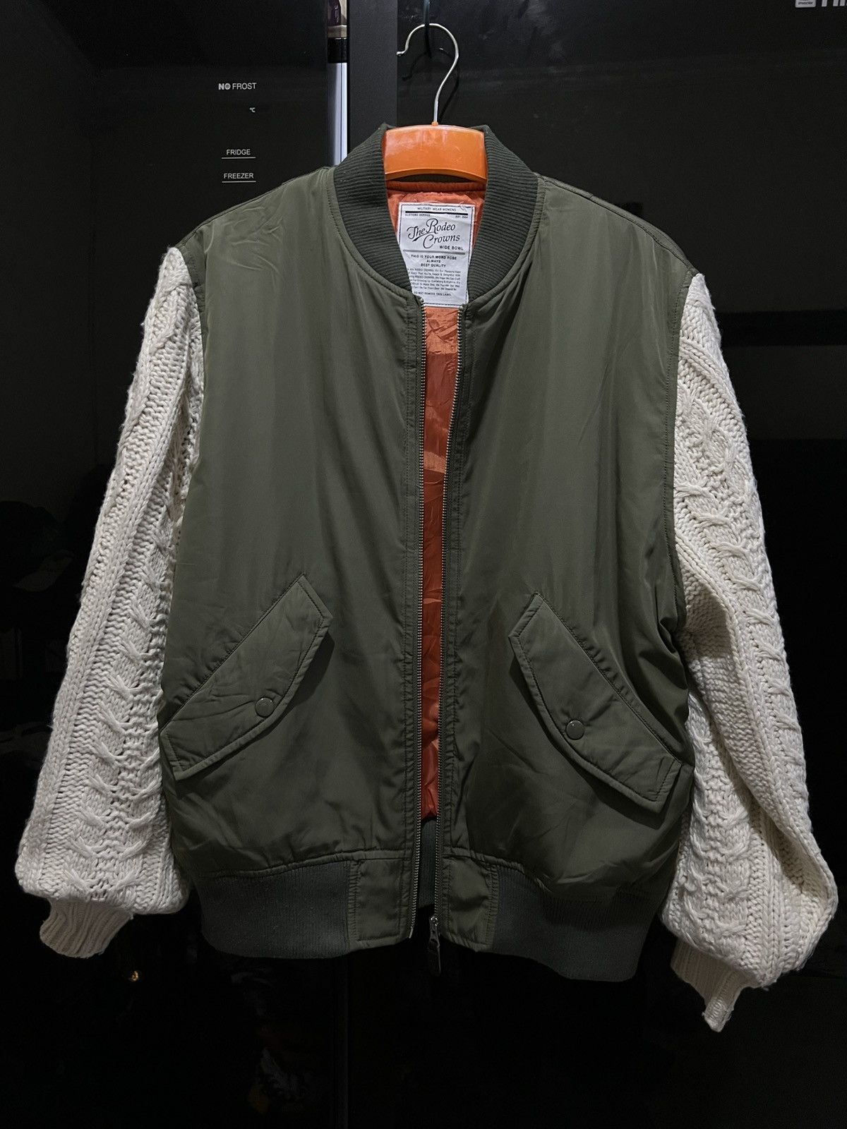 Japanese Brand Vintage The Rodeo Crown Japan Knit Sleeves Bomber Jacket Size US S / EU 44-46 / 1 - 5 Thumbnail