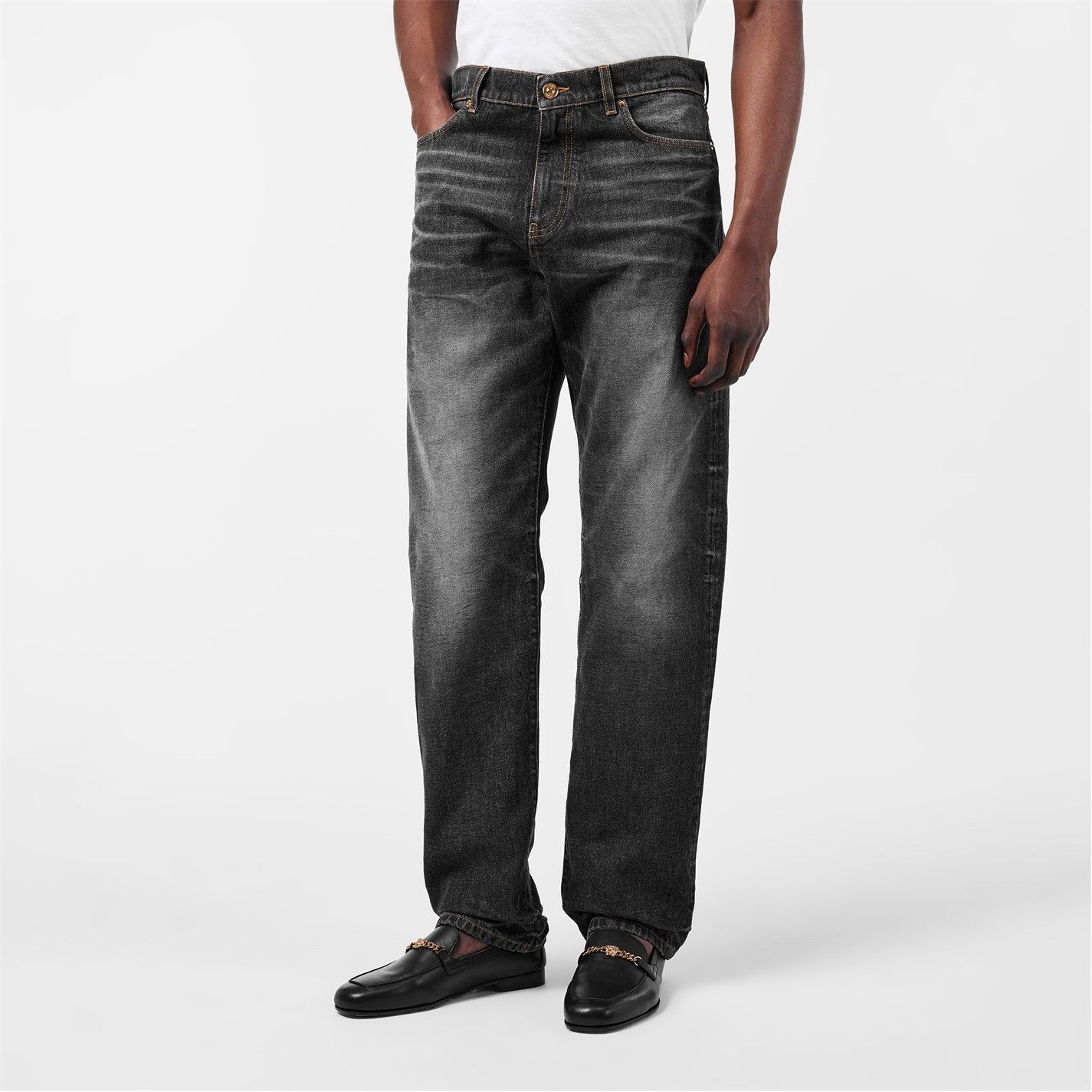 Versace o1g2r1mq0526 Denim Straight Leg Jeans in Black Size US 32 / EU 48 - 3 Thumbnail