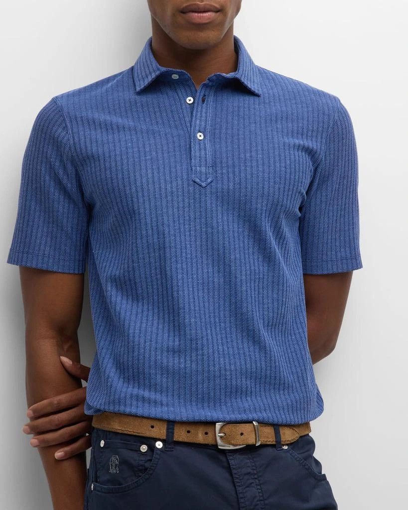 Brunello Cucinelli Brunello Cucinelli Blue Polo Tee Mens Silk / Cotton Size L Size US L / EU 52-54 / 3 - 1 Thumbnail