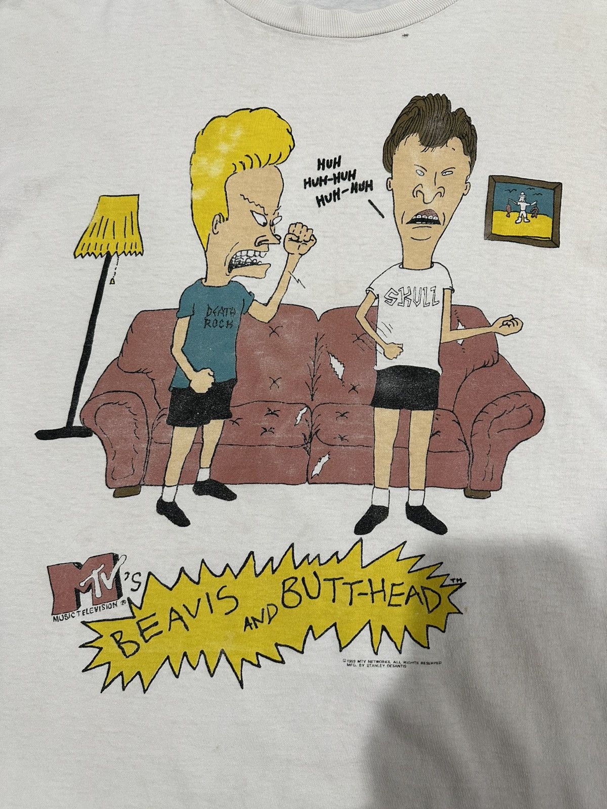 Cartoon Network Vintage Beavus and Butthead Huh Huh 1993 MTV White T-Shirt Size US XL / EU 56 / 4 - 7 Thumbnail
