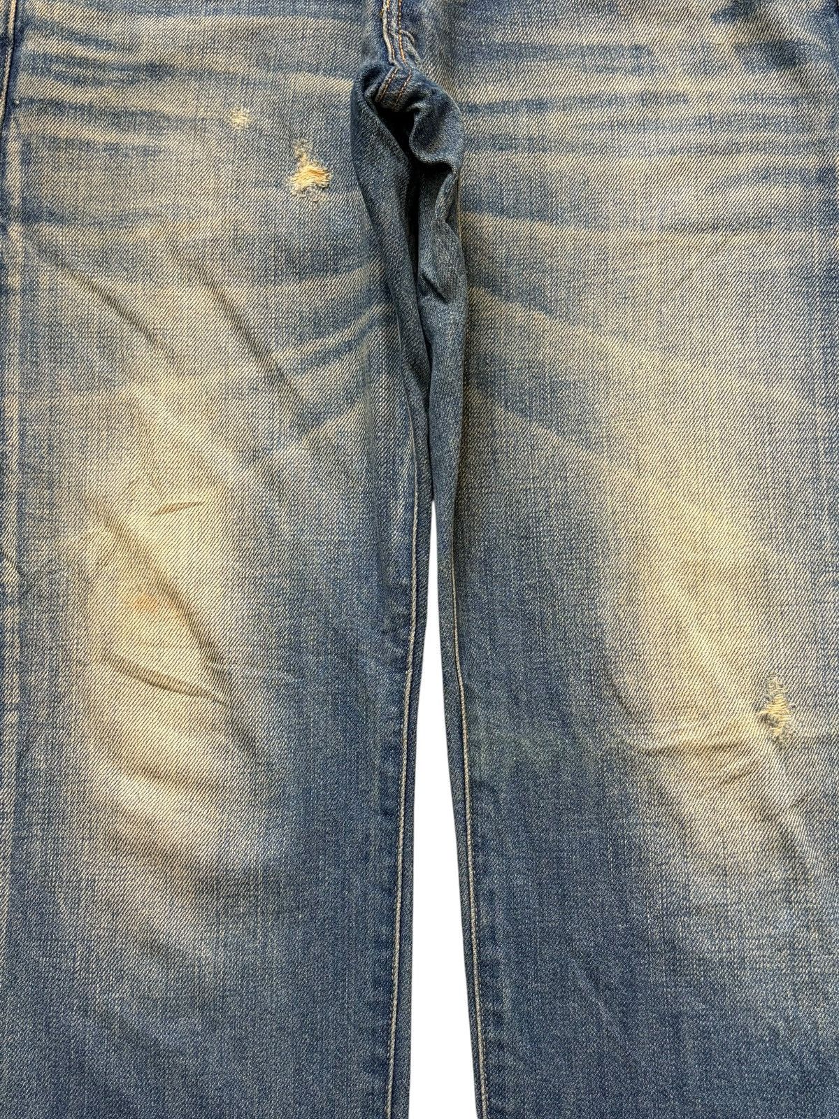 Edwin Vintage / Y2K Red Card Buckle Back Mud Wash Distress Jeans Size US 29 - 3 Thumbnail