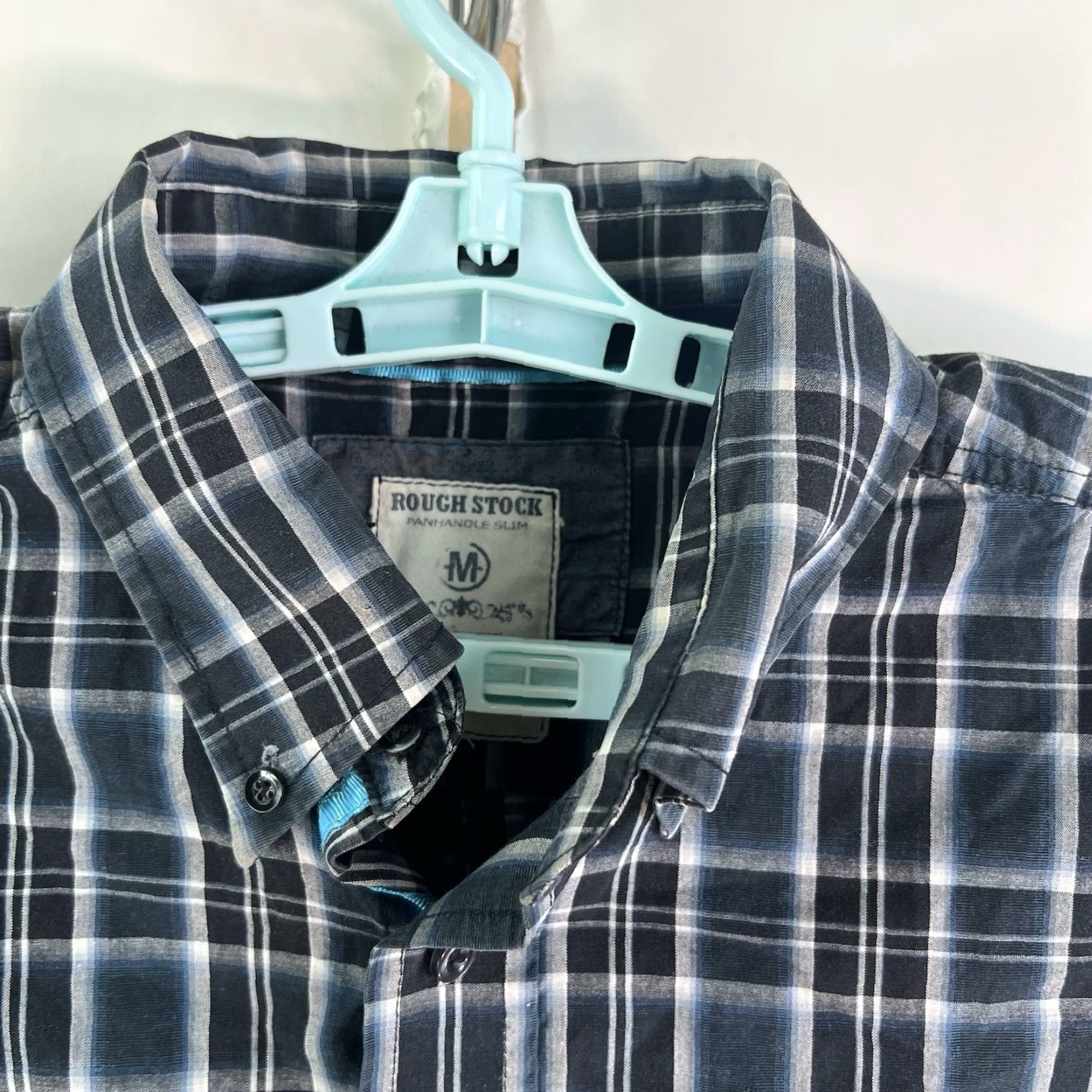 Vintage Panhandle Slim Rough Stock Plaid Button-Down Shirt Mens M Blue Size US M / EU 48-50 / 2 - 3 Thumbnail