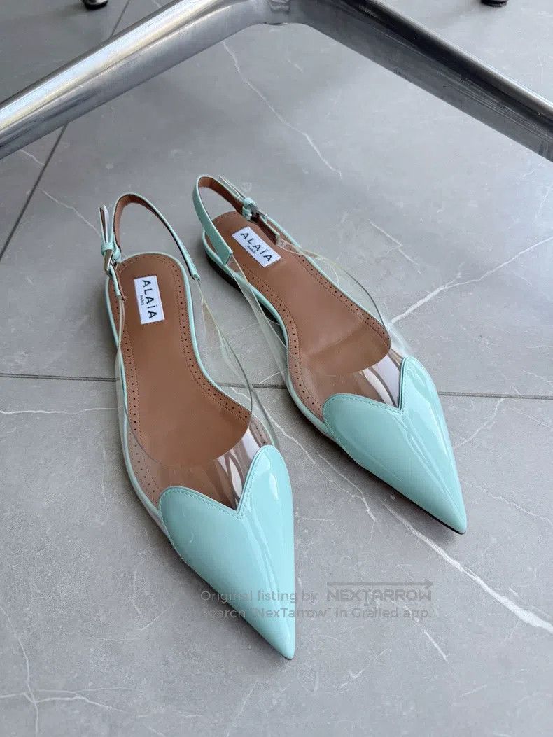 Alaia Alaia Heart-Shaped Flat Shoes, Mint Green, Transparent PVC Size US 6.5 / IT 36.5 - 3 Thumbnail
