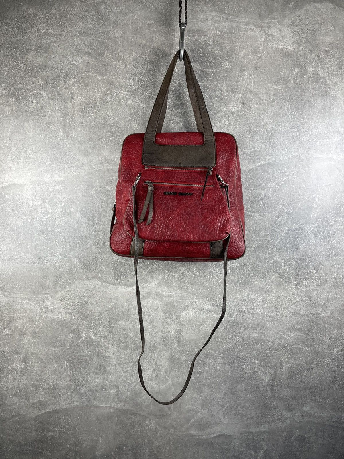 Miss Sixty Miss Sixty Textured Red Leather Handbag Transformer Bag Size ONE SIZE - 1 Thumbnail