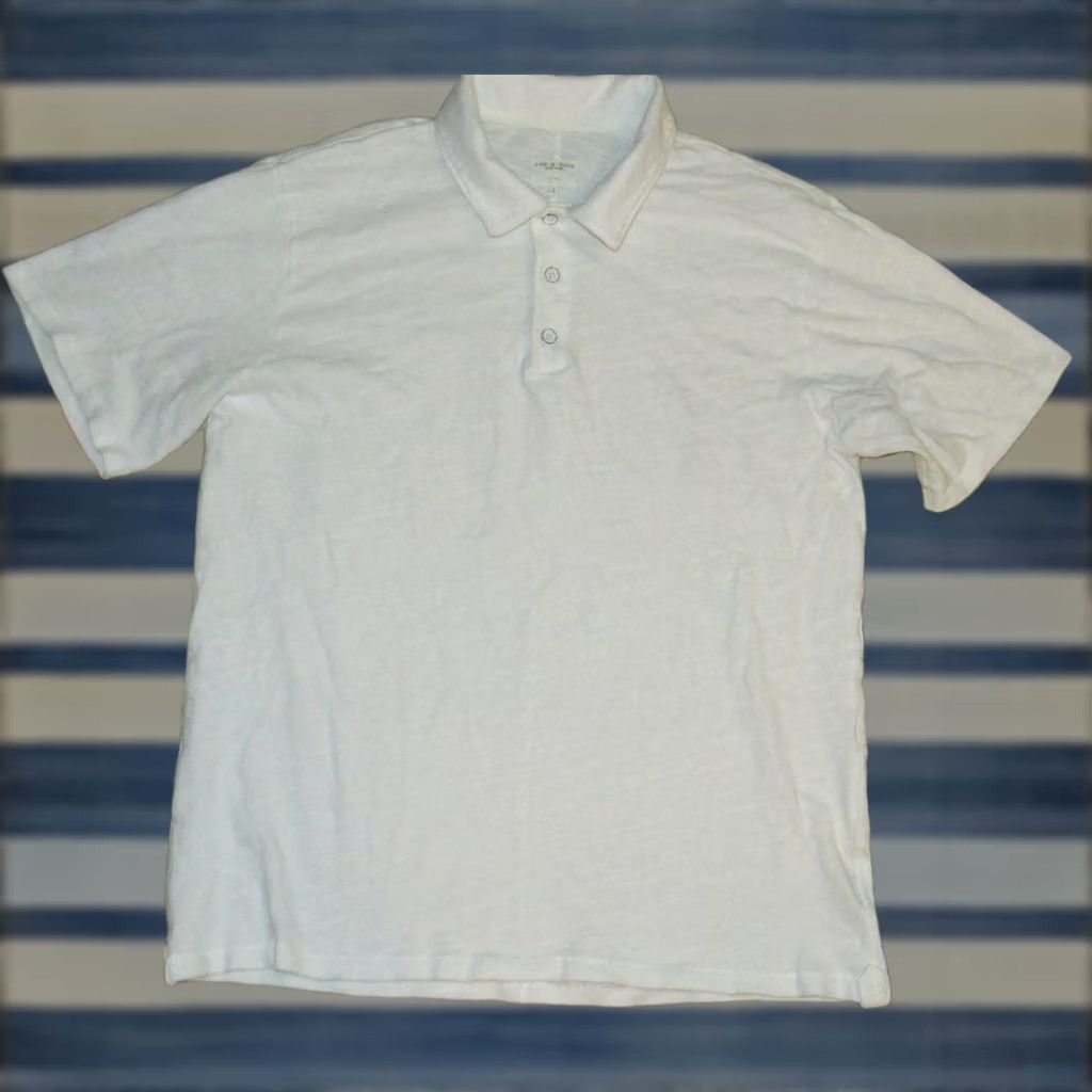 Rag & Bone RAG & BONE White Cotton Short Sleeve Polo Shirt Large Mens Size US L / EU 52-54 / 3 - 1 Thumbnail