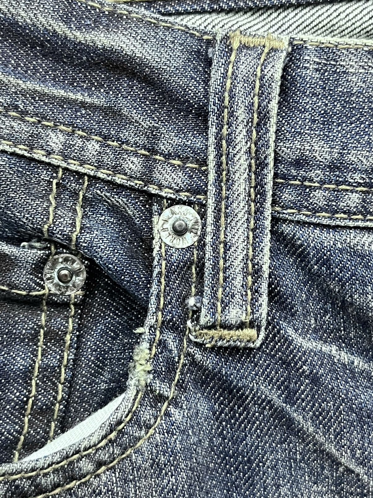 Japanese Brand PUNK FLARE🔥Vtg EDGE X RUPERT Distressed Blue Spliced Denim Size US 32 / EU 48 - 14 Thumbnail