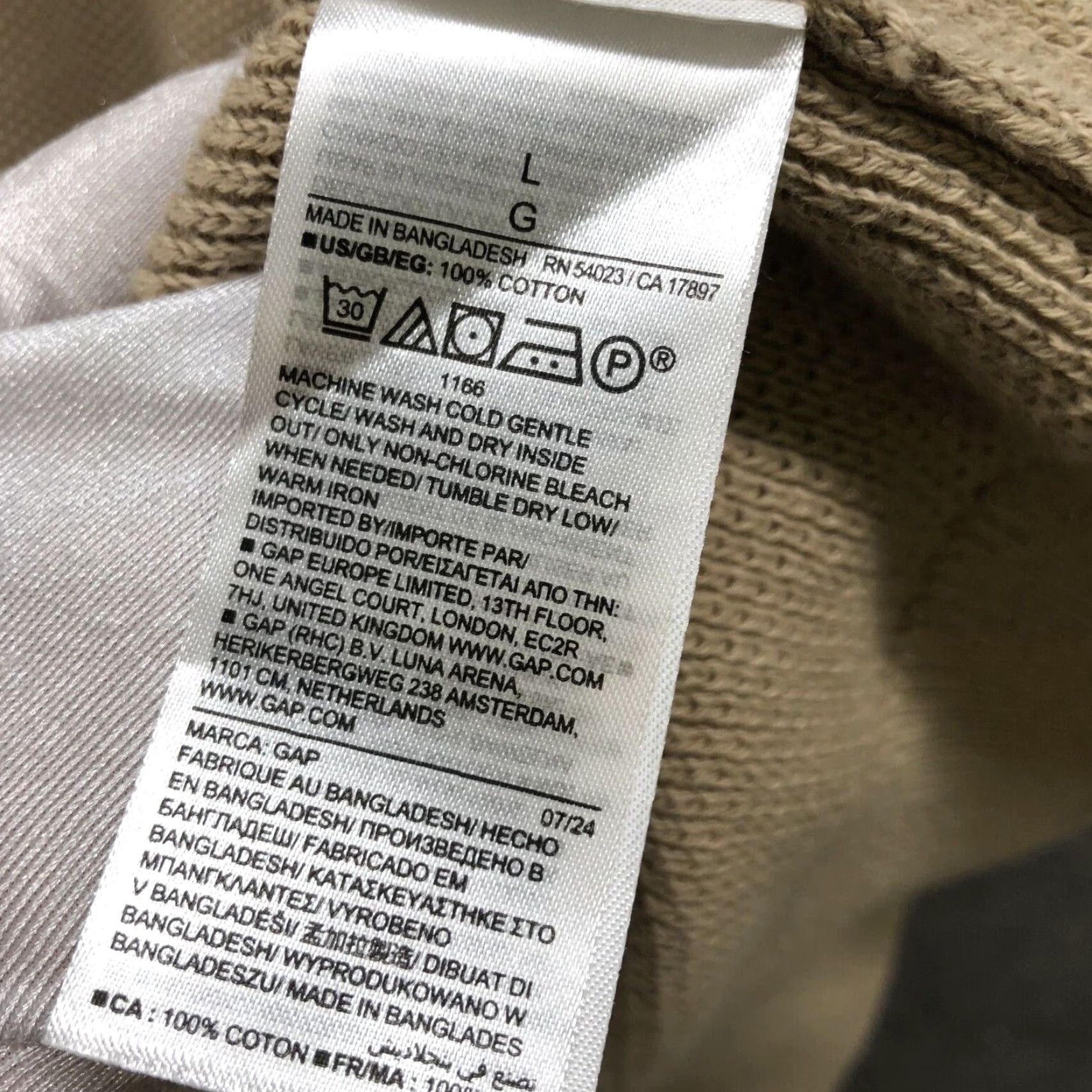 Gap Gap Mens Sweater Large Tan Beige Cotton Pullover Extra Large XL Size US L / EU 52-54 / 3 - 6 Thumbnail
