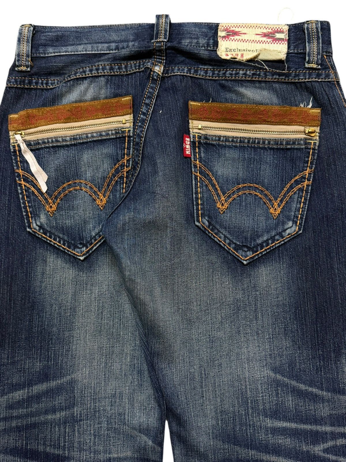 Edwin Vintage 90s Edwin XV Blue Faded Wash Whisker Wide Leg Loose Size US 33 - 5 Thumbnail