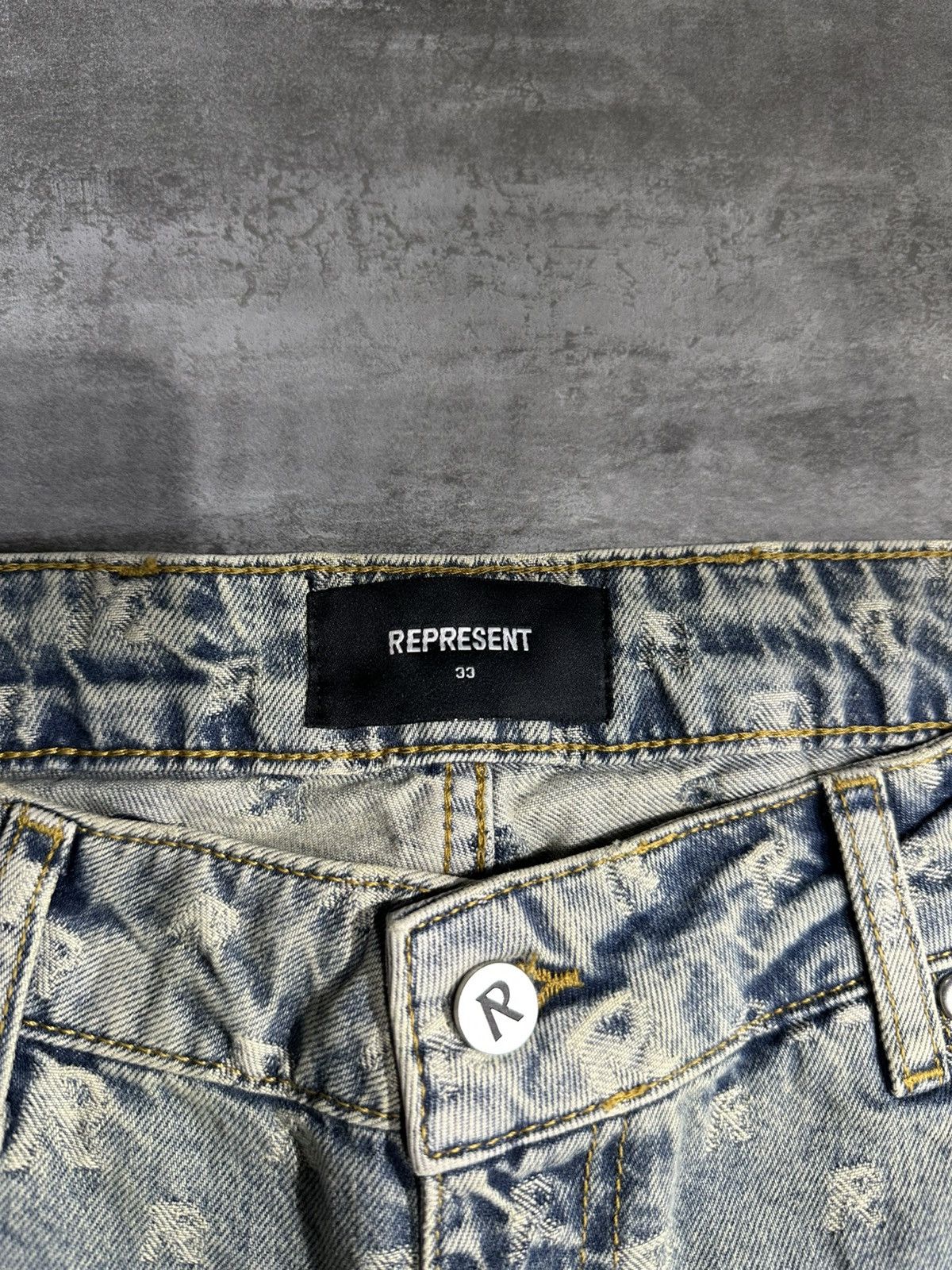 Represent Clo. Represent R3 Monogram Baggy Denim - Stone Wash Size US 33 - 4 Thumbnail