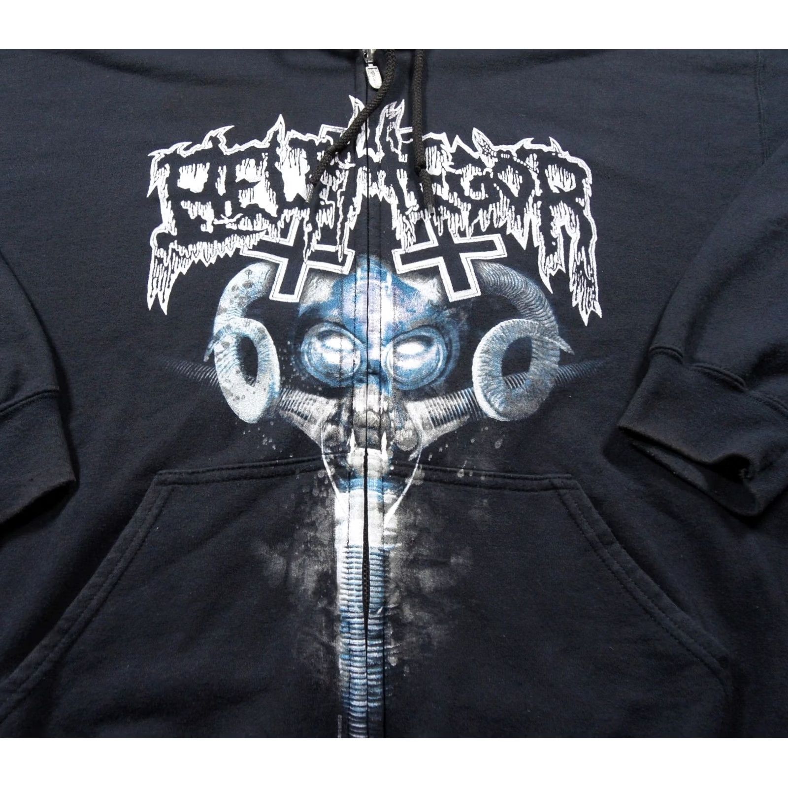 Gildan VINTAGE Belphegor Sweatshirt Mens XL Black Hoodie Zip Deathcore Metal Band Size US XL / EU 56 / 4 - 2 Thumbnail