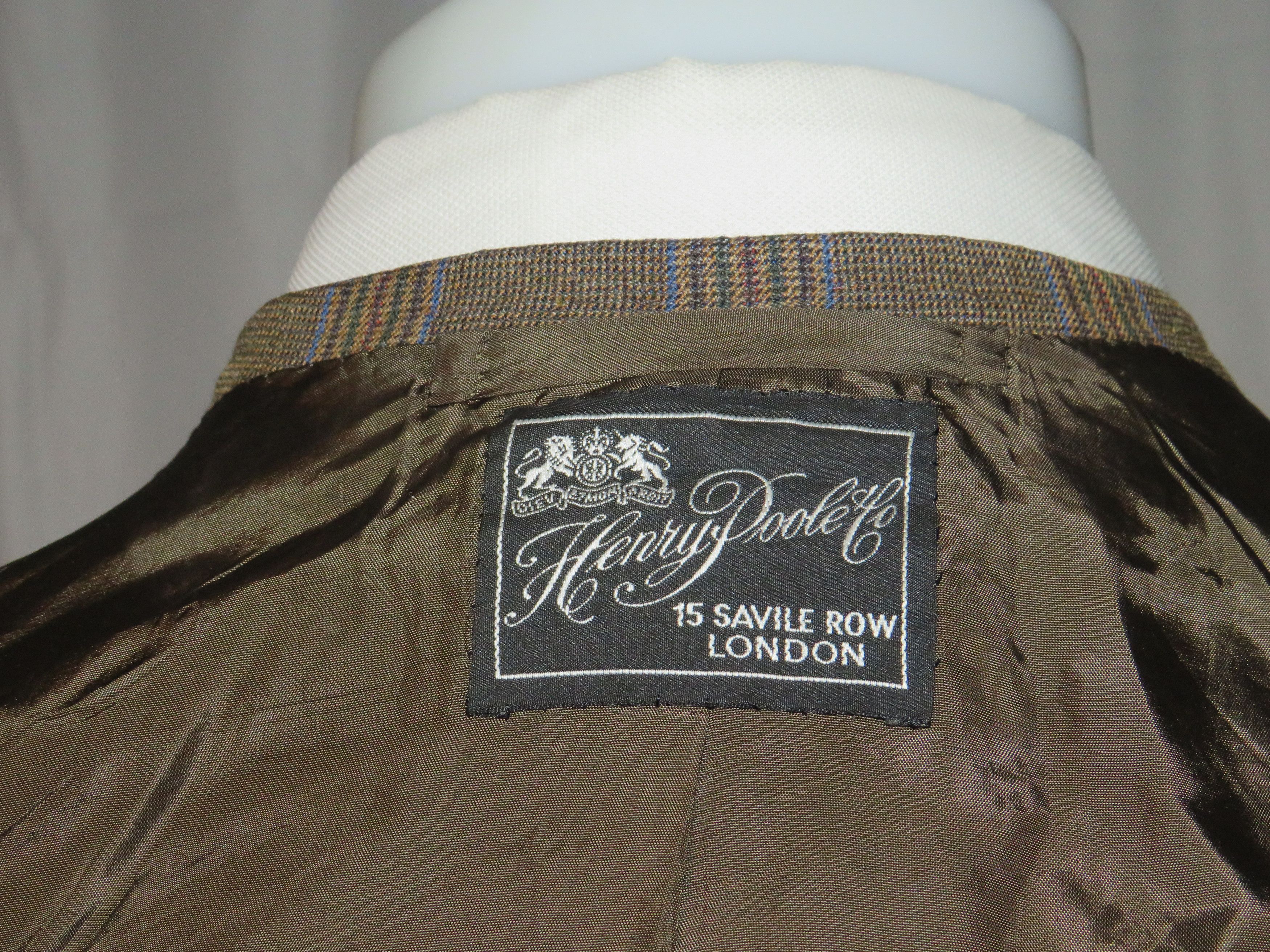 Henry Poole × Savile Row Brown Plaid Bespoke Two Button Sport Coat 40XL Size 40L - 13 Thumbnail