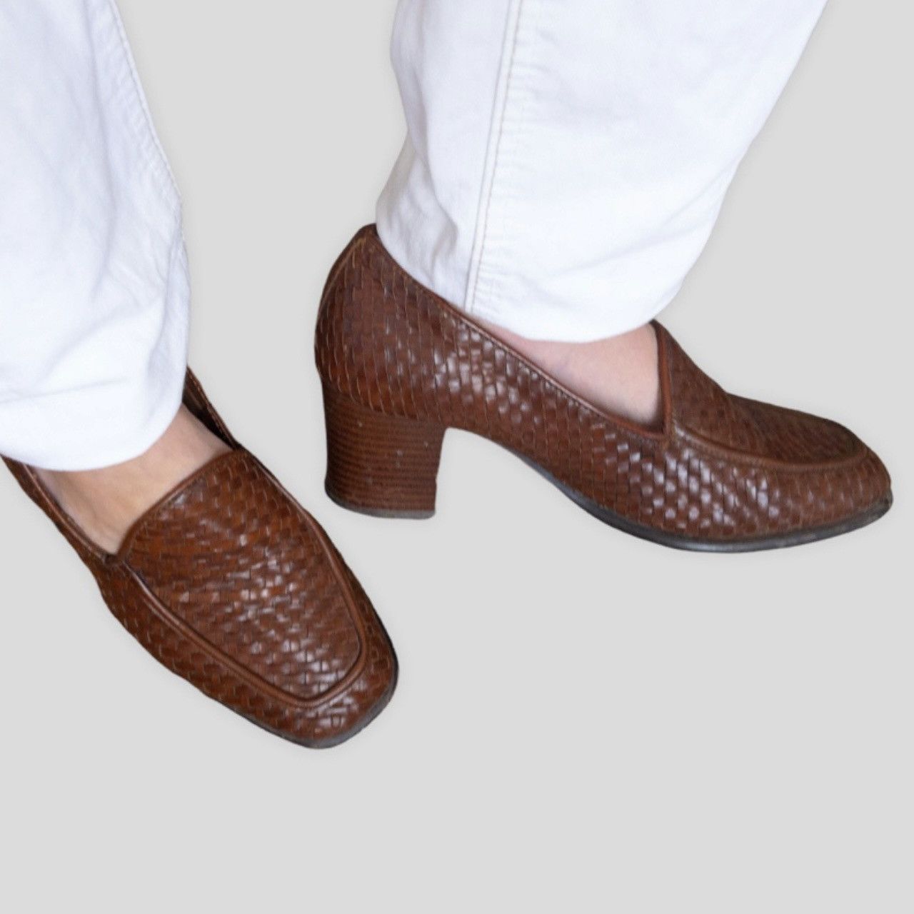 Vintage Vintage loafers Bottega style brown woven leather shoes Size US 9 / IT 39 - 2 Thumbnail