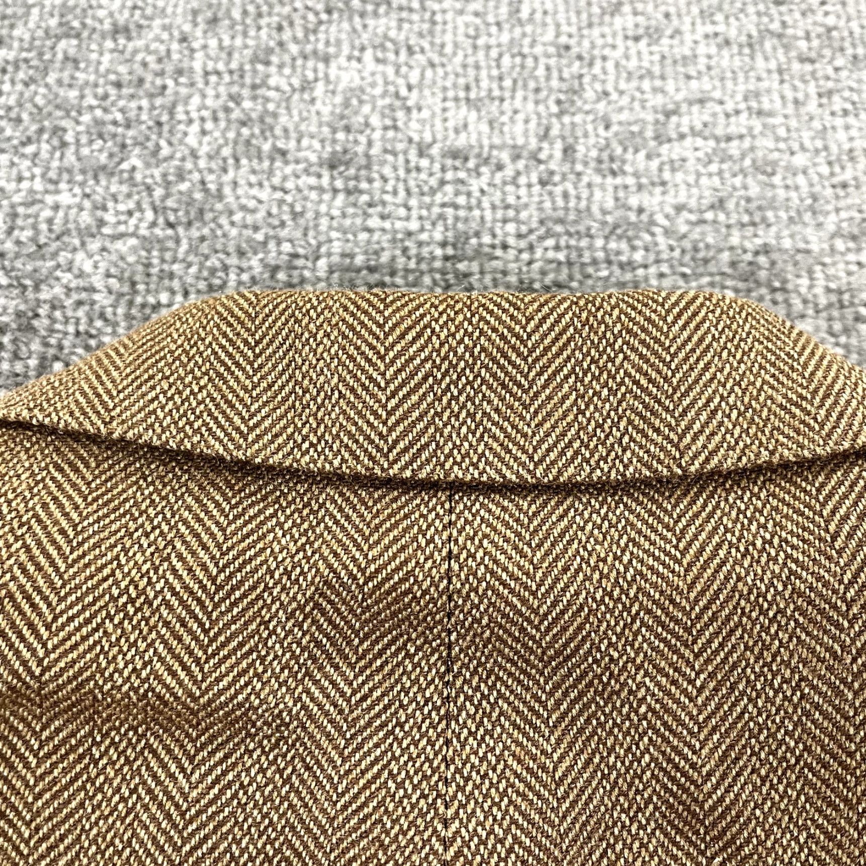 Ralph Lauren LAUREN RALPH LAUREN Blazer Mens 48 Slim Brown Herringbone Silk Wool Double-Vented Size 48R - 3 Thumbnail