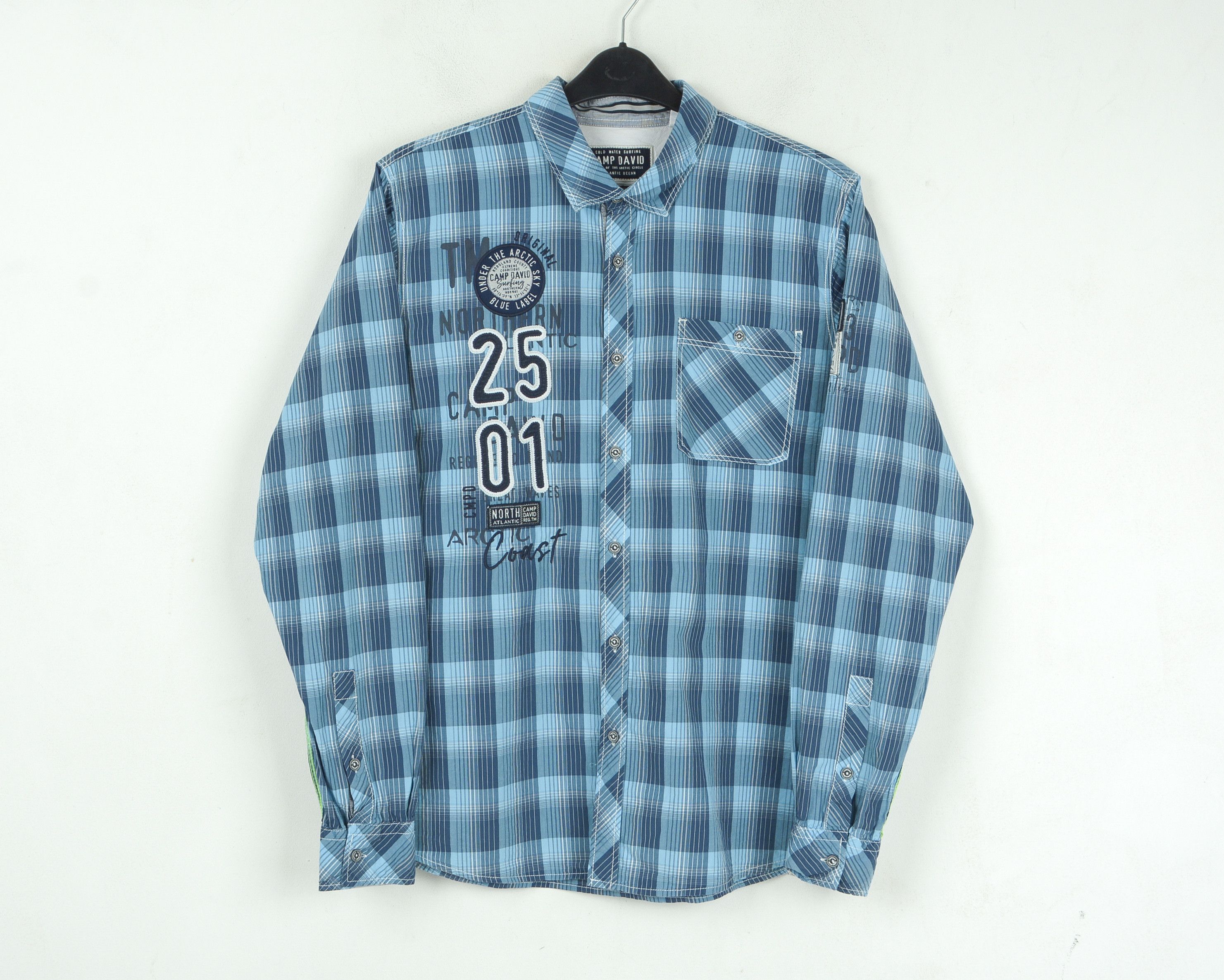 Camp David Casual L Shirt Long Sleeve Button Embroidery Pinstriped Size US L / EU 52-54 / 3 - 1 Thumbnail