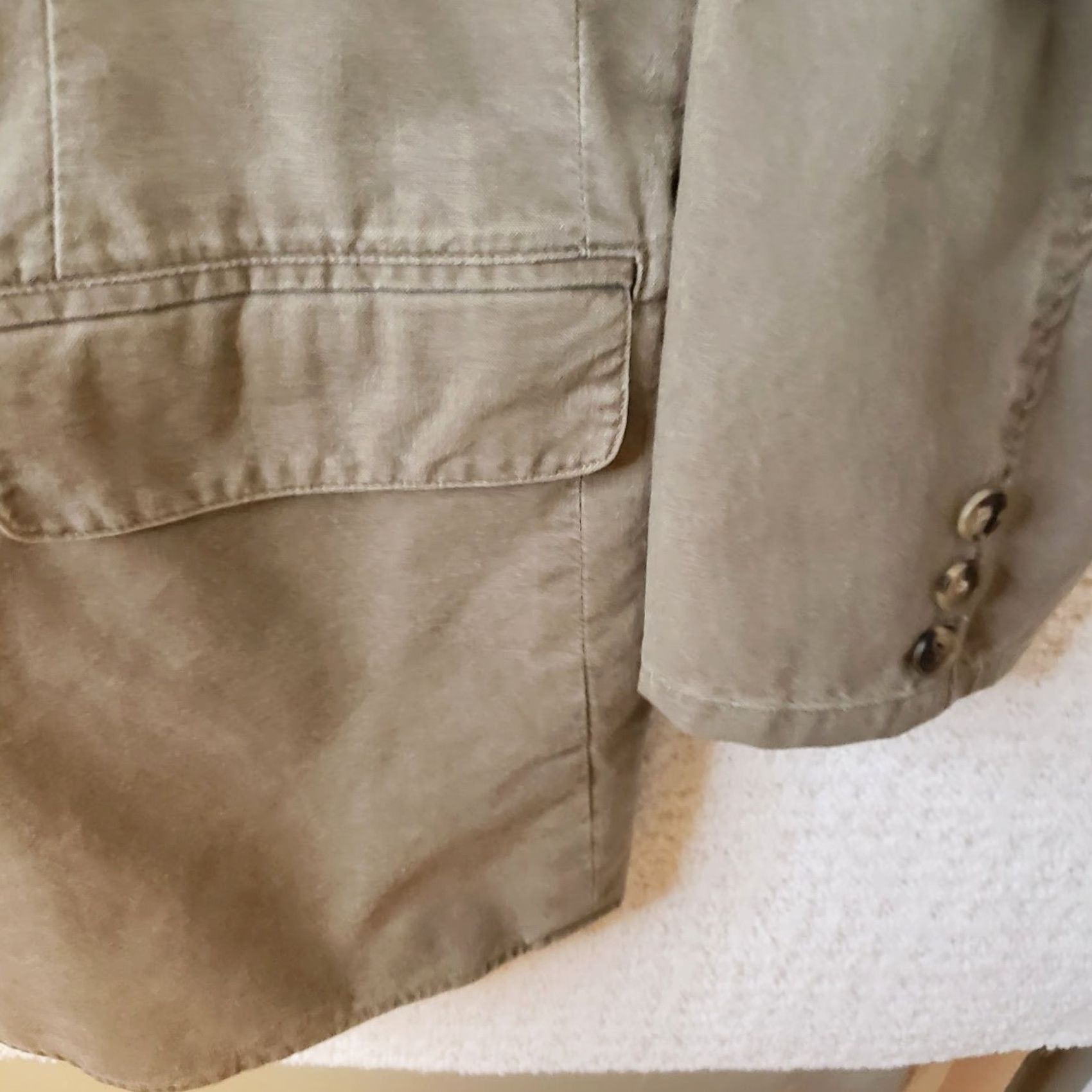 Vintage L.L. Bean Blazer Sport Coat Khaki Unlined 2 Button Front 44L Long Mens Cadet Regular Cotton Twill Jacket Size 44R - 6 Thumbnail