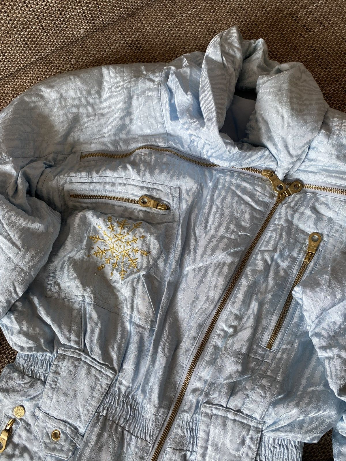 MCM Vintage MCM Ski Suit One Piece Light Blue Gold Snowflake Size 30" / US 8 / IT 44 - 3 Thumbnail