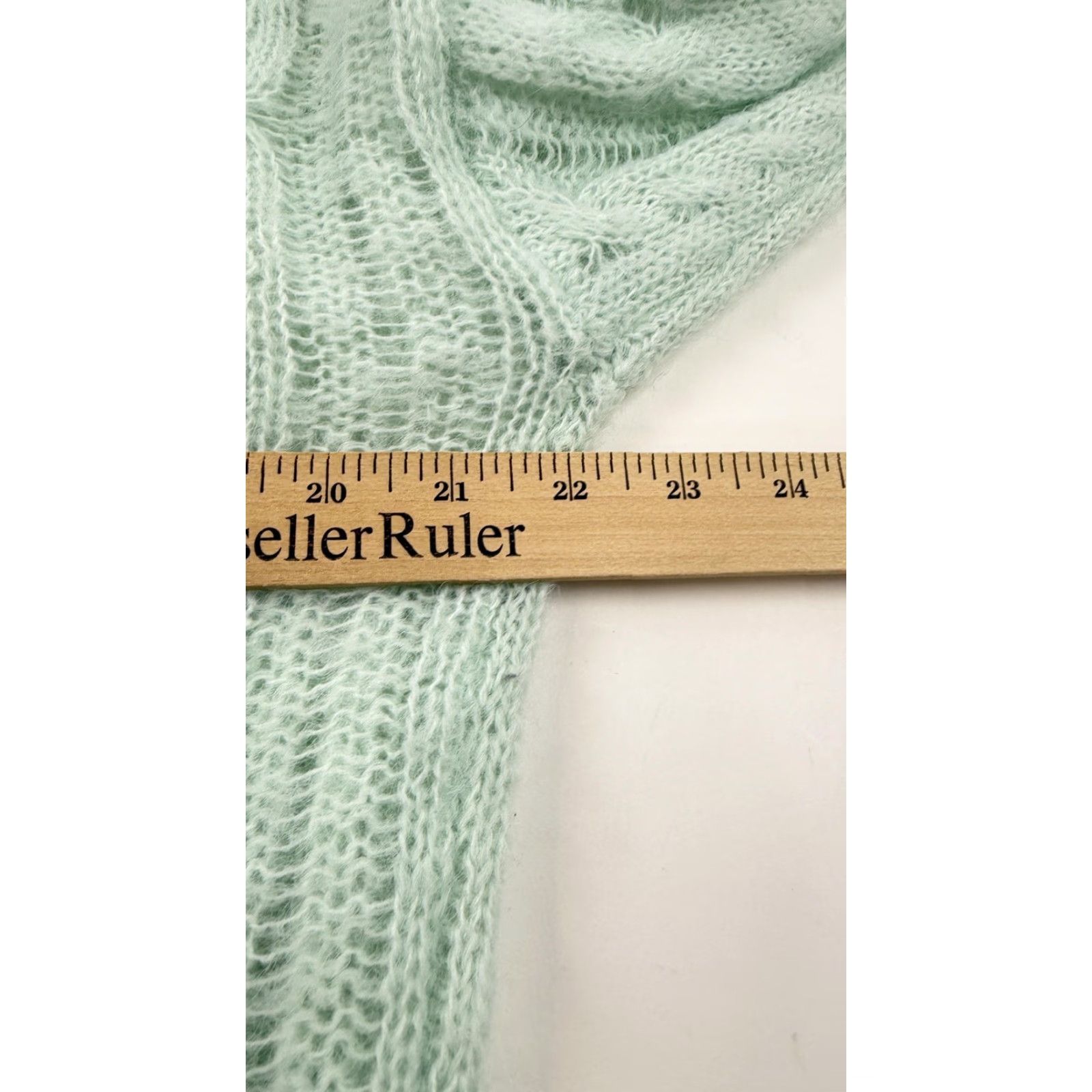 Lucky Brand Lucky Brand Sweater Womens Medium Mint Green Cable Knit Fuzzy V-Neck Soft Pullover Size M / US 6-8 / IT 42-44 - 6 Thumbnail