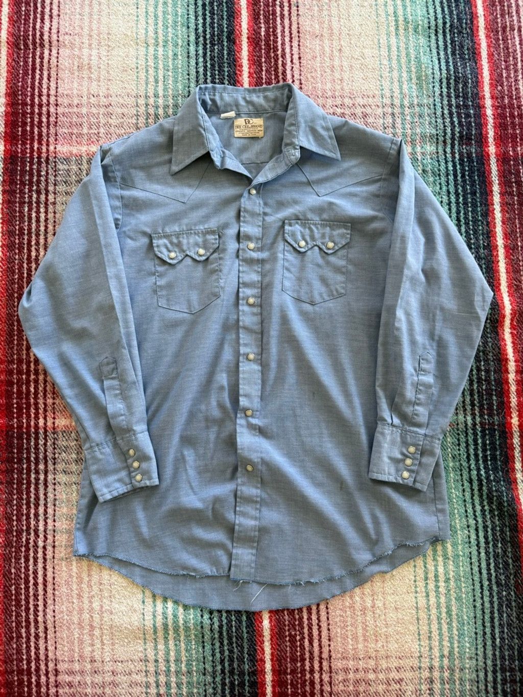Vintage 70s Washington Dee Cee Sawtooth Pearl Snap Chambray Shirt XL Size US XL / EU 56 / 4 - 1 Thumbnail