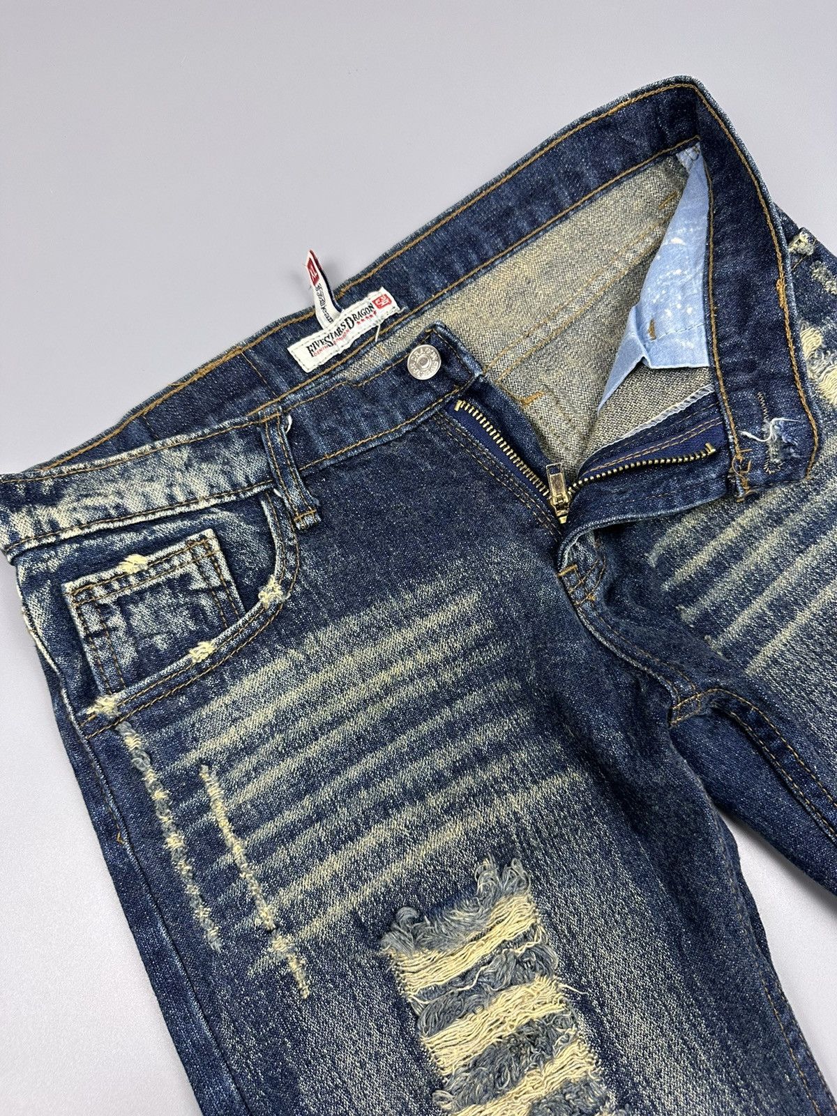 If Six Was Nine × Le Grande Bleu (L.G.B.) 🔥Sick Nice🔥Distressed Five Star Dragon Flared Jeans Size US 32 / EU 48 - 8 Thumbnail