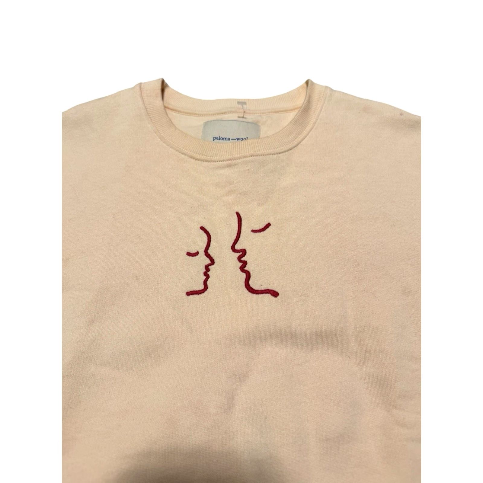 Paloma Wool Paloma Wool Guiri Embroidered Faces Sweatshirt Cream Beige Size M AW18 Size M / US 6-8 / IT 42-44 - 3 Thumbnail