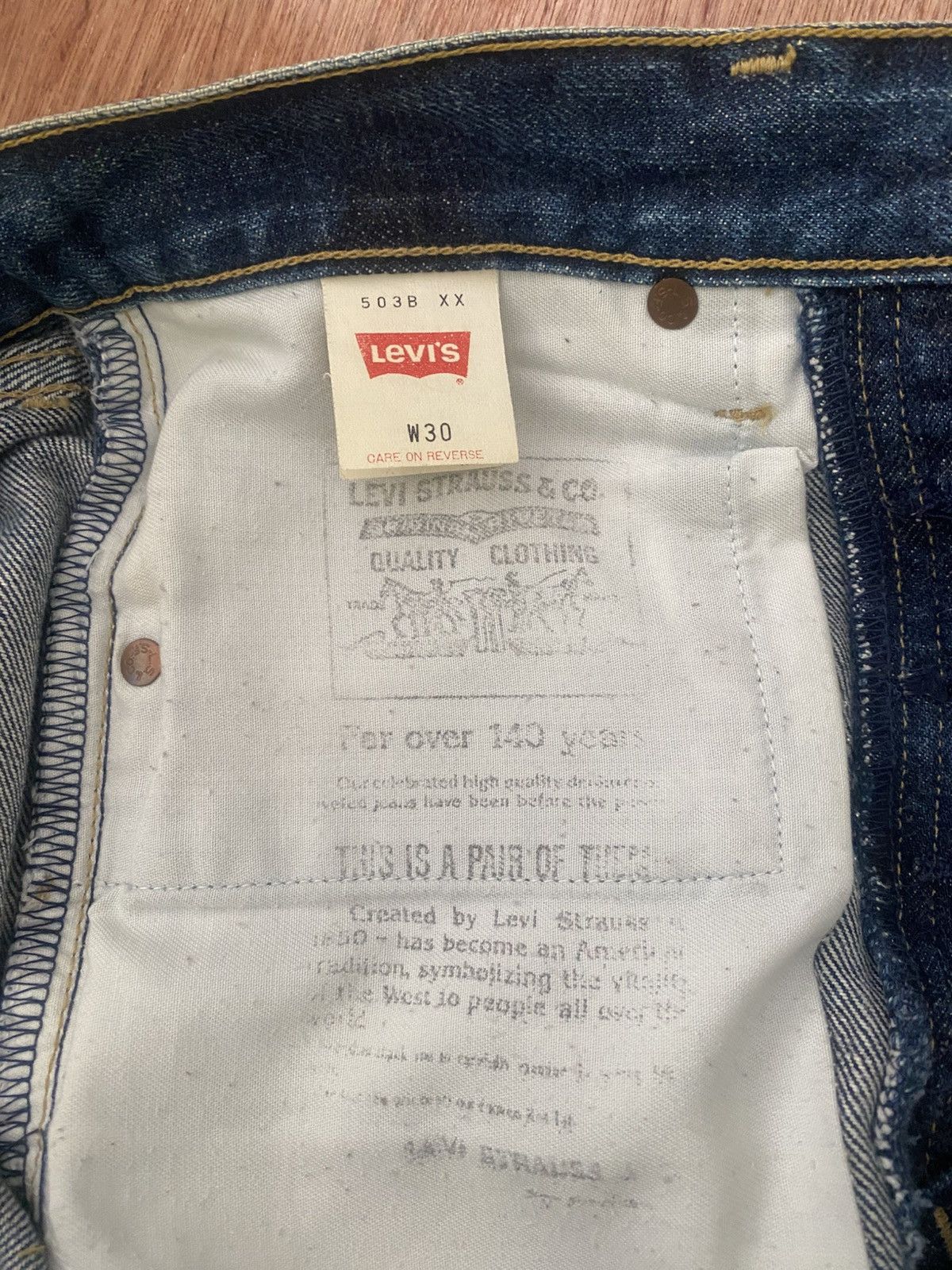 Japanese Brand × Levi's × Vintage VINTAGE LEVI'S BIG E LOT 503B BUTTON J22 Size US 30 / EU 46 - 3 Thumbnail