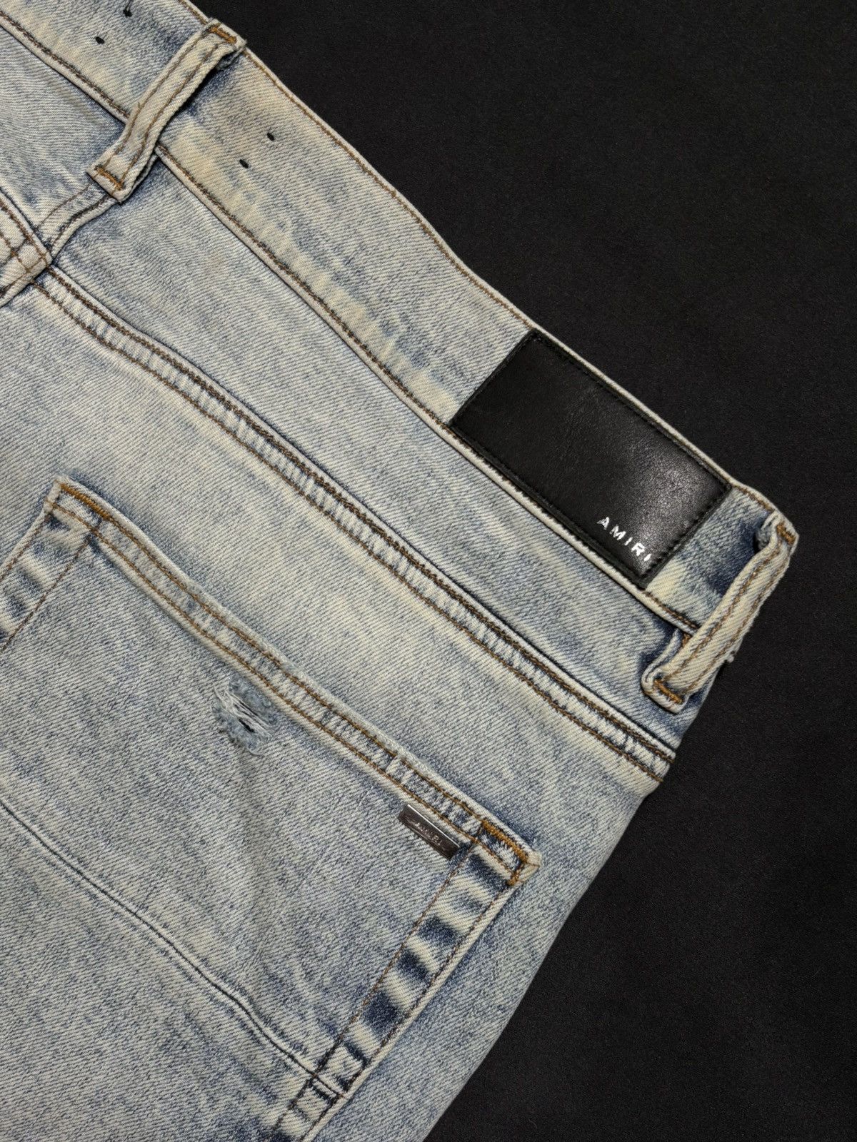 Amiri Amiri Mx1 Light Wash Black Patch Jeans - Size 36 Size US 36 / EU 52 - 4 Thumbnail