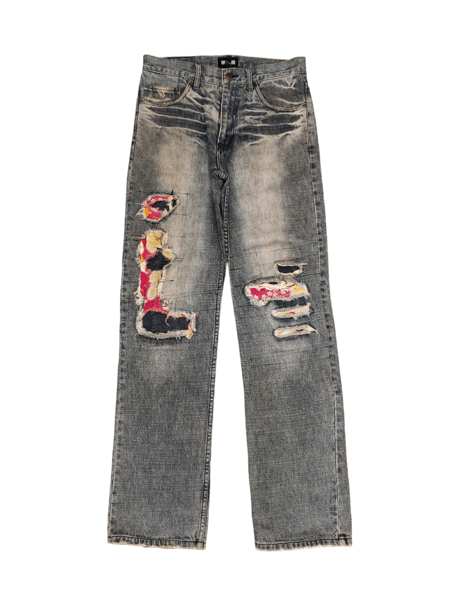 Hysteric Glamour Japanese Brand Nylaus Patchwork Distress Faded Denim Pants Size US 32 / EU 48 - 1 Thumbnail