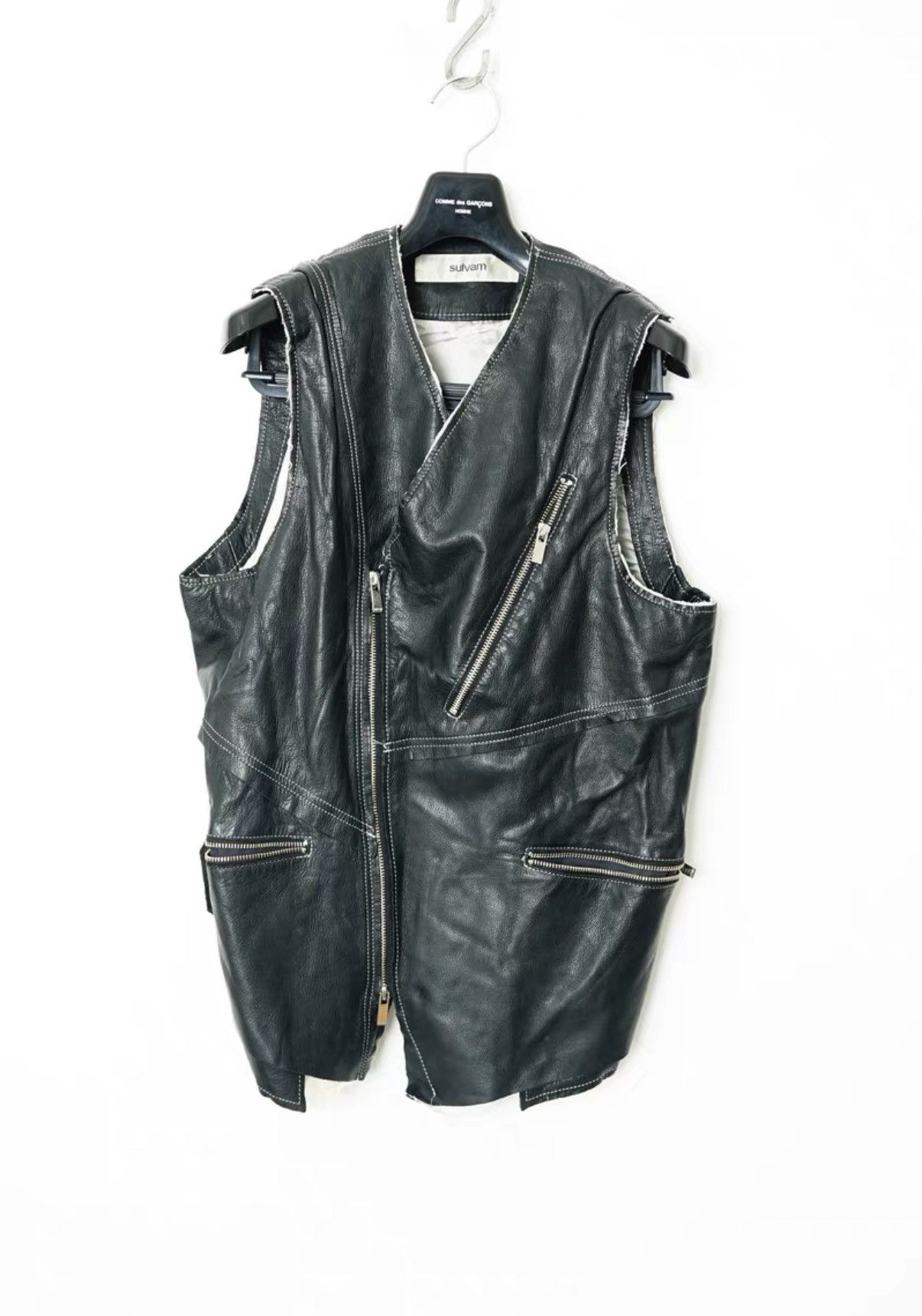Sulvam Sulvam Distressed Double-Layer Sheepskin Vest Jacket Size US M / EU 48-50 / 2 - 3 Thumbnail