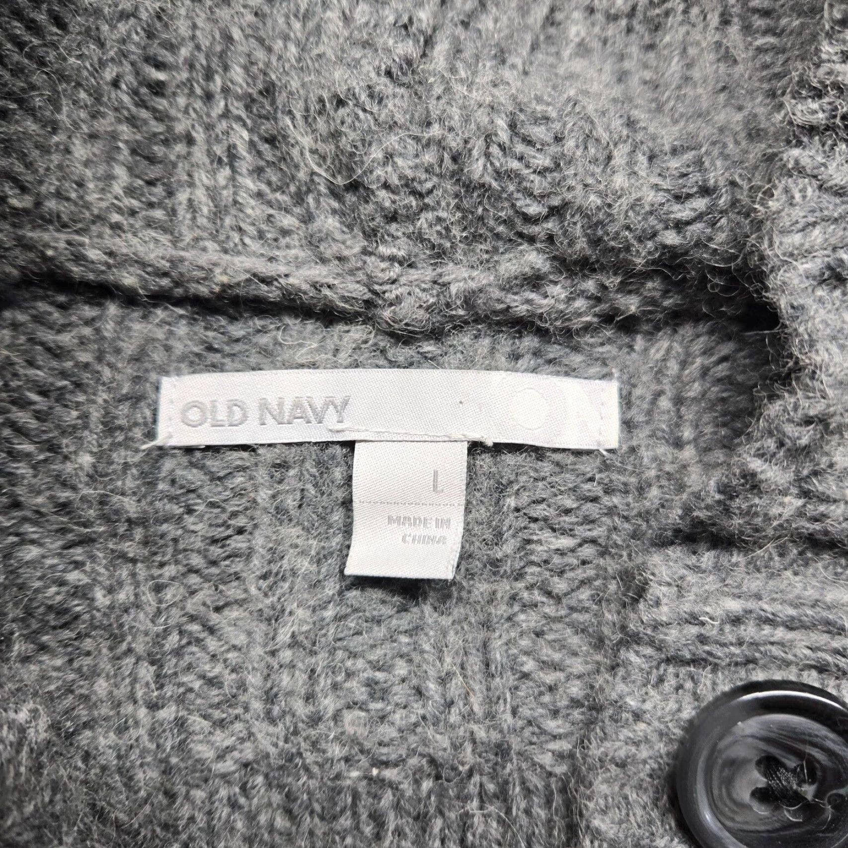 Old Navy Old Navy Sweater Gray Wool Blend V Neck Cable Knit Hoodie Large Womens Size L / US 10 / IT 46 - 3 Thumbnail
