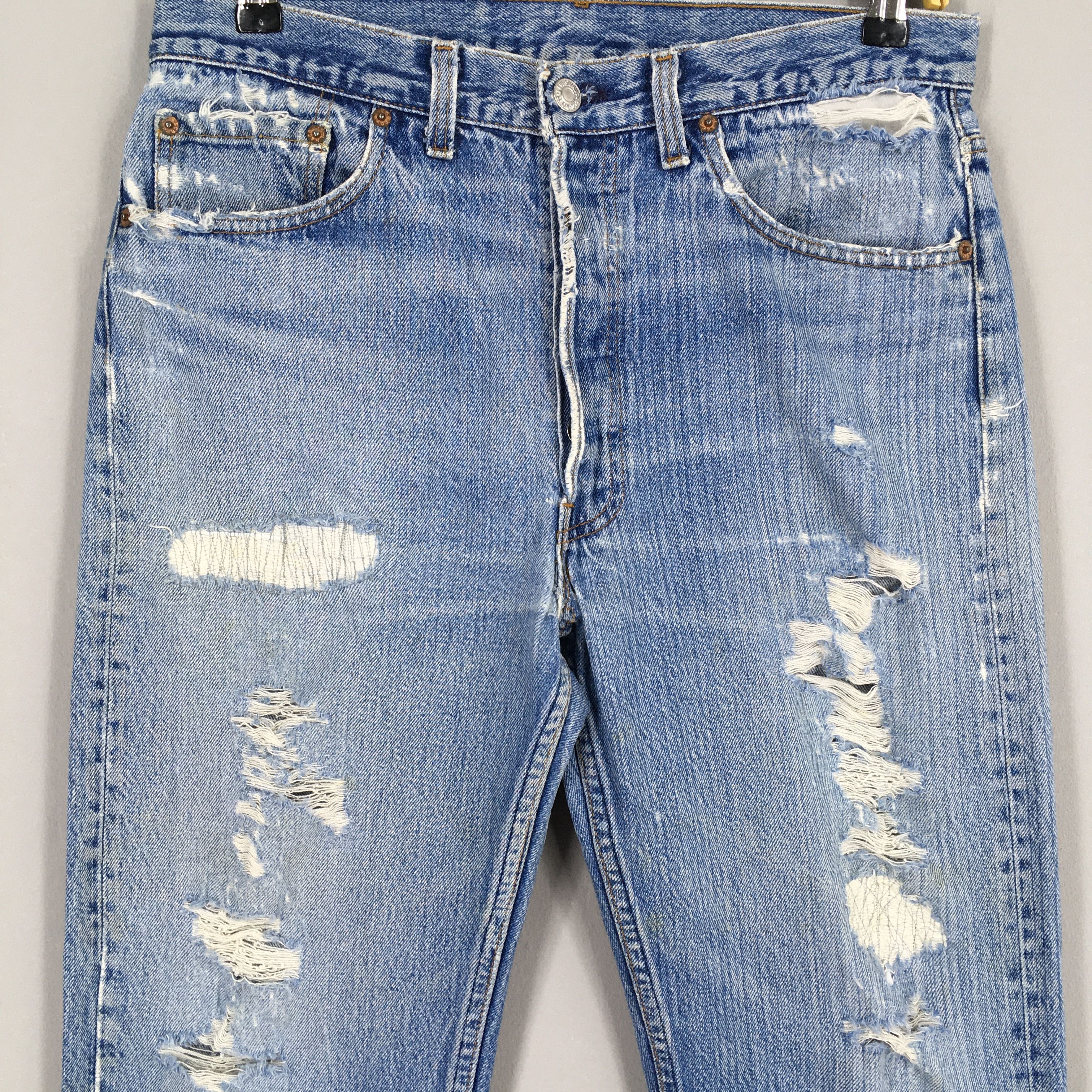 Levi's Size 31x29 Vintage 90s Levi's 501 Faded Blue Jeans S639 Size US 31 - 2 Thumbnail