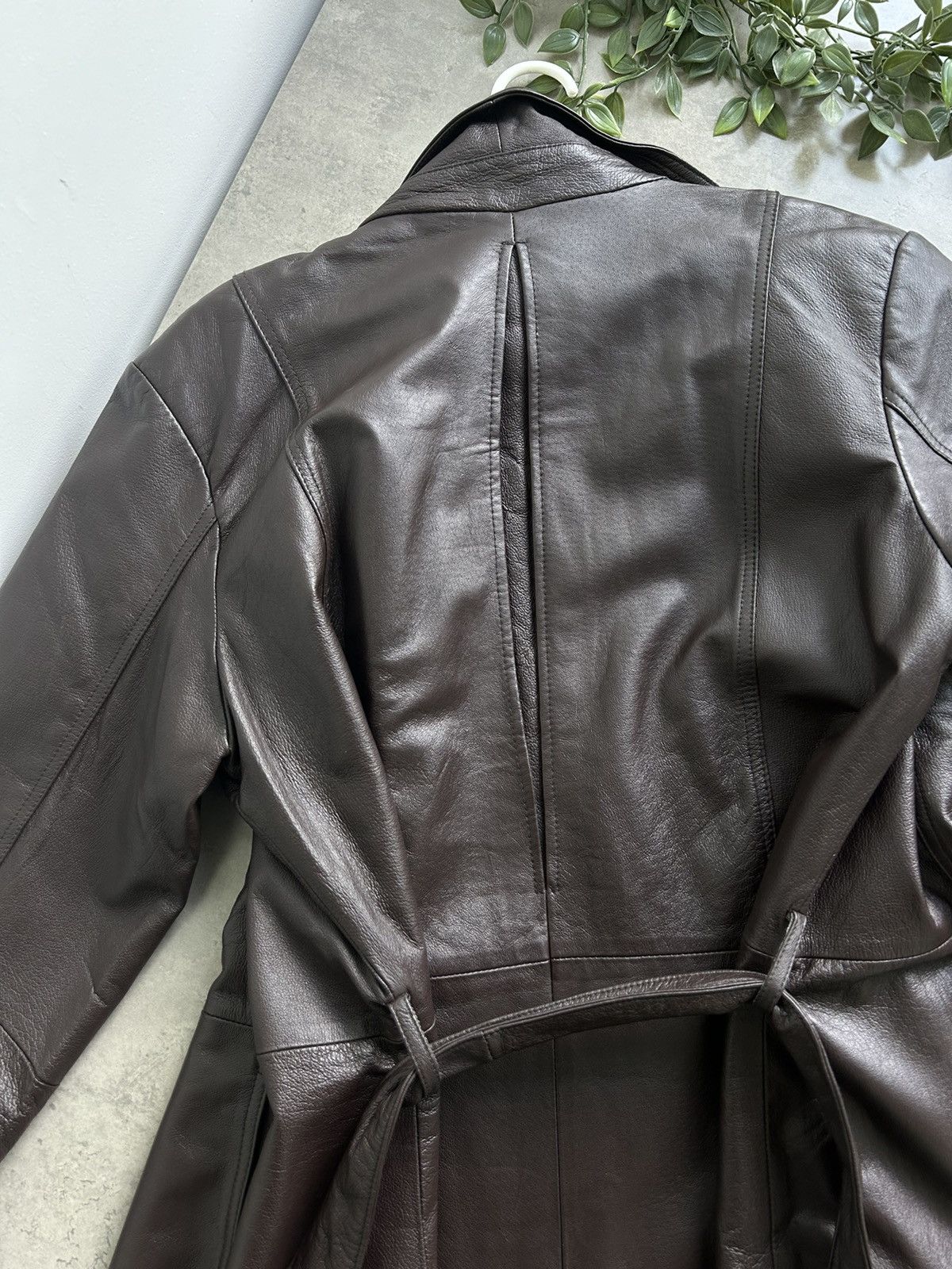 Vintage Vintage 100 % Leather Brown Trench Coat Size L / US 10 / IT 46 - 10 Thumbnail