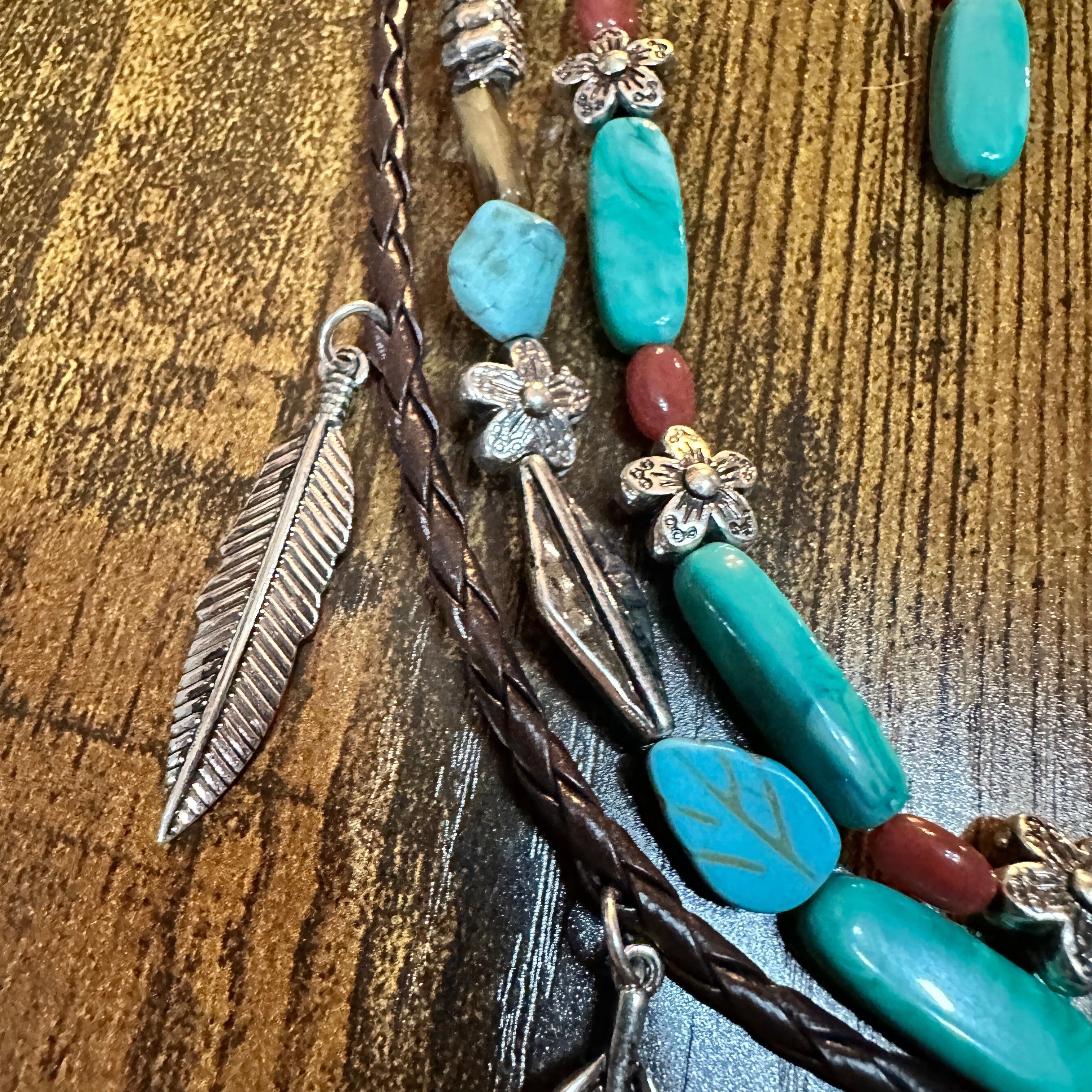 Other Turquoise Feather Southwestern Boho Multi Necklace and Earri Size ONE SIZE - 6 Thumbnail