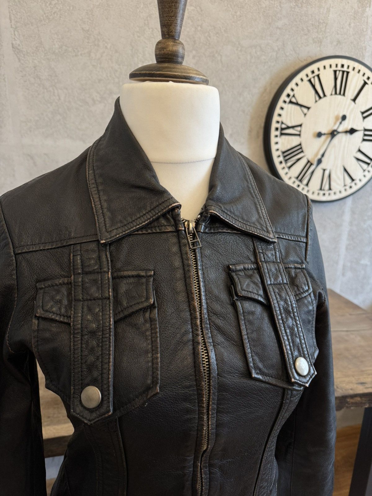 Genuine Leather Vintage slim leather jacket avant garde distressed swag lgb Size S / US 4 / IT 40 - 3 Thumbnail