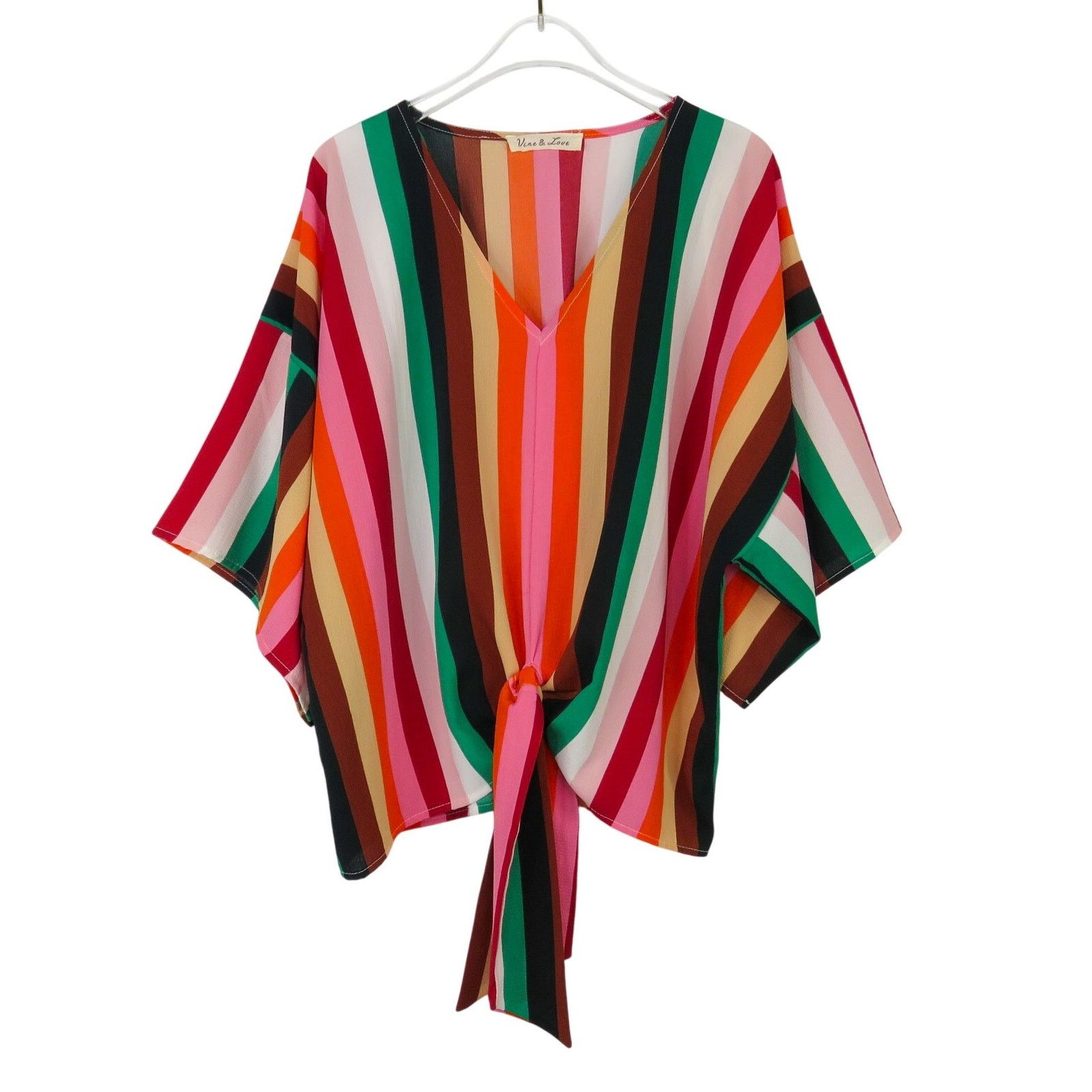 REVOLVE Lulu's Multicolor Rainbow Striped Front Tie Top Small Size S / US 4 / IT 40 - 1 Thumbnail
