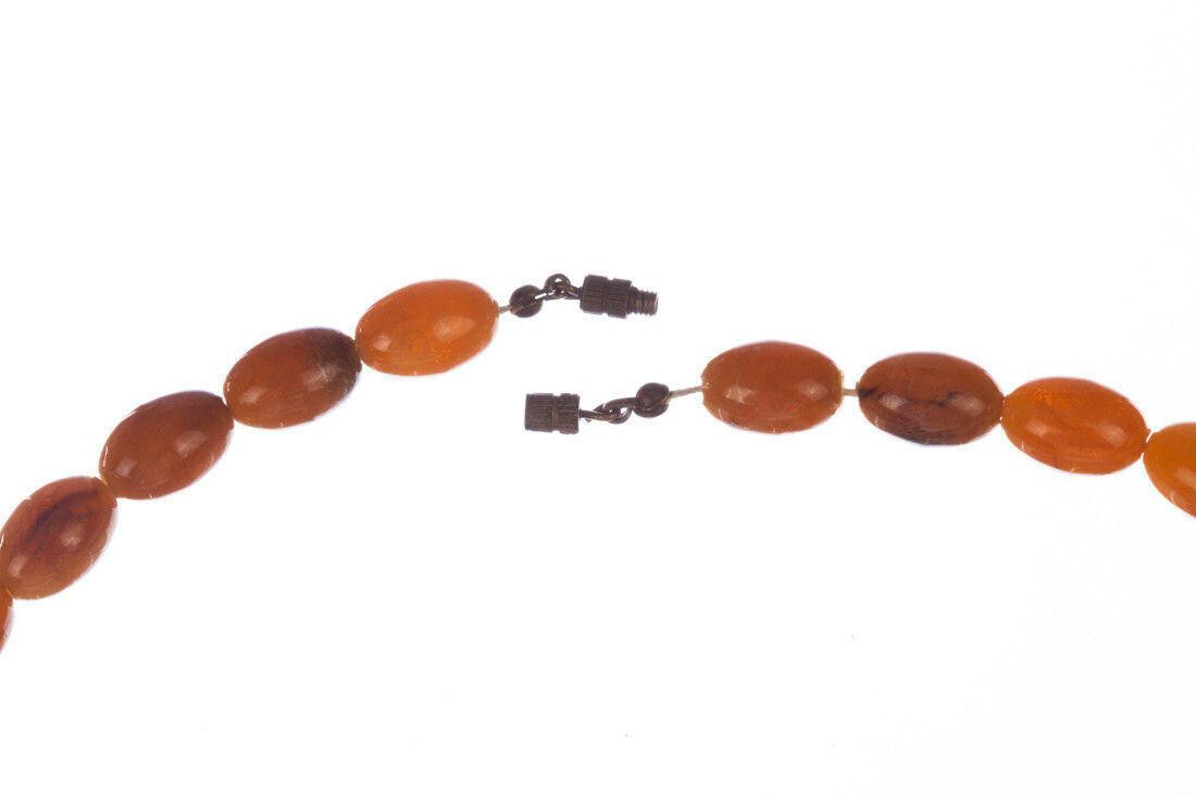 Designer Orange Bakelite Simulated Amber Bead Necklace Size ONE SIZE - 3 Thumbnail
