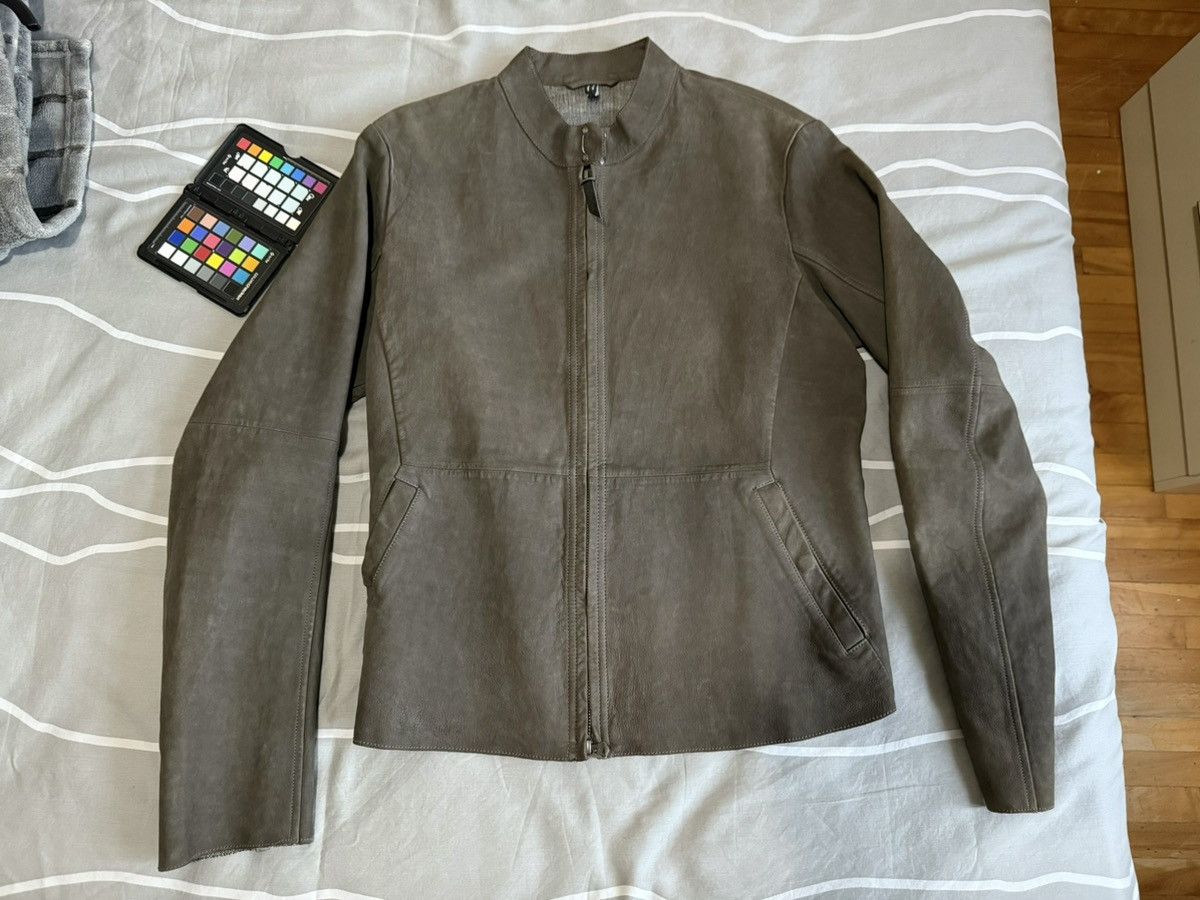 Armani Armani Jeans Leather Bomber Jacket Grey Small Size US S / EU 44-46 / 1 - 1 Thumbnail