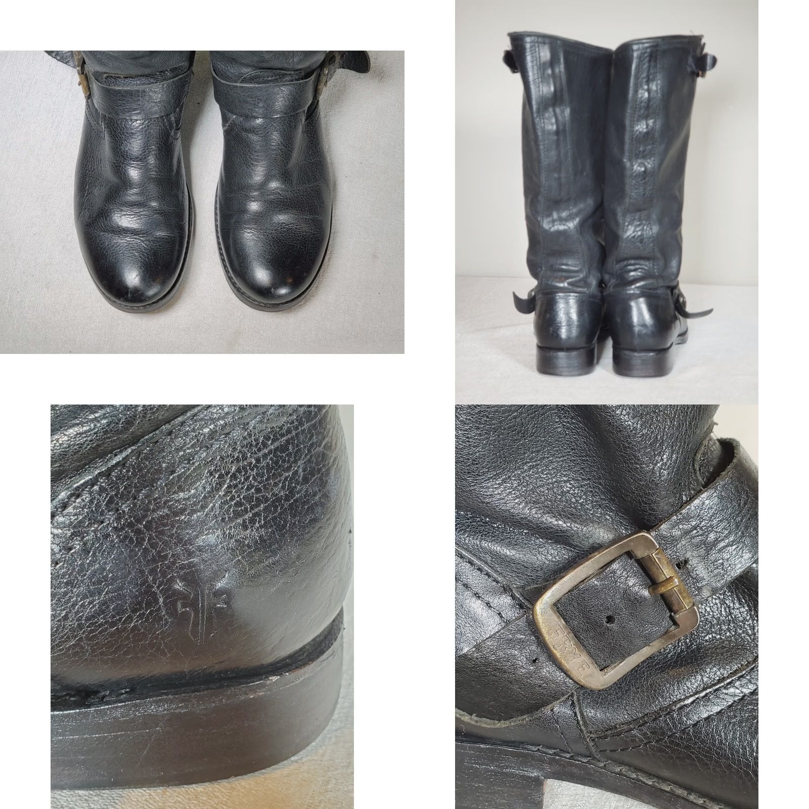 Frye FRYE Veronica Slouch Boots Black Leather 77605 Double Buckle Women’s US 9.5 B Boots Size US 10 / IT 40 - 8 Thumbnail