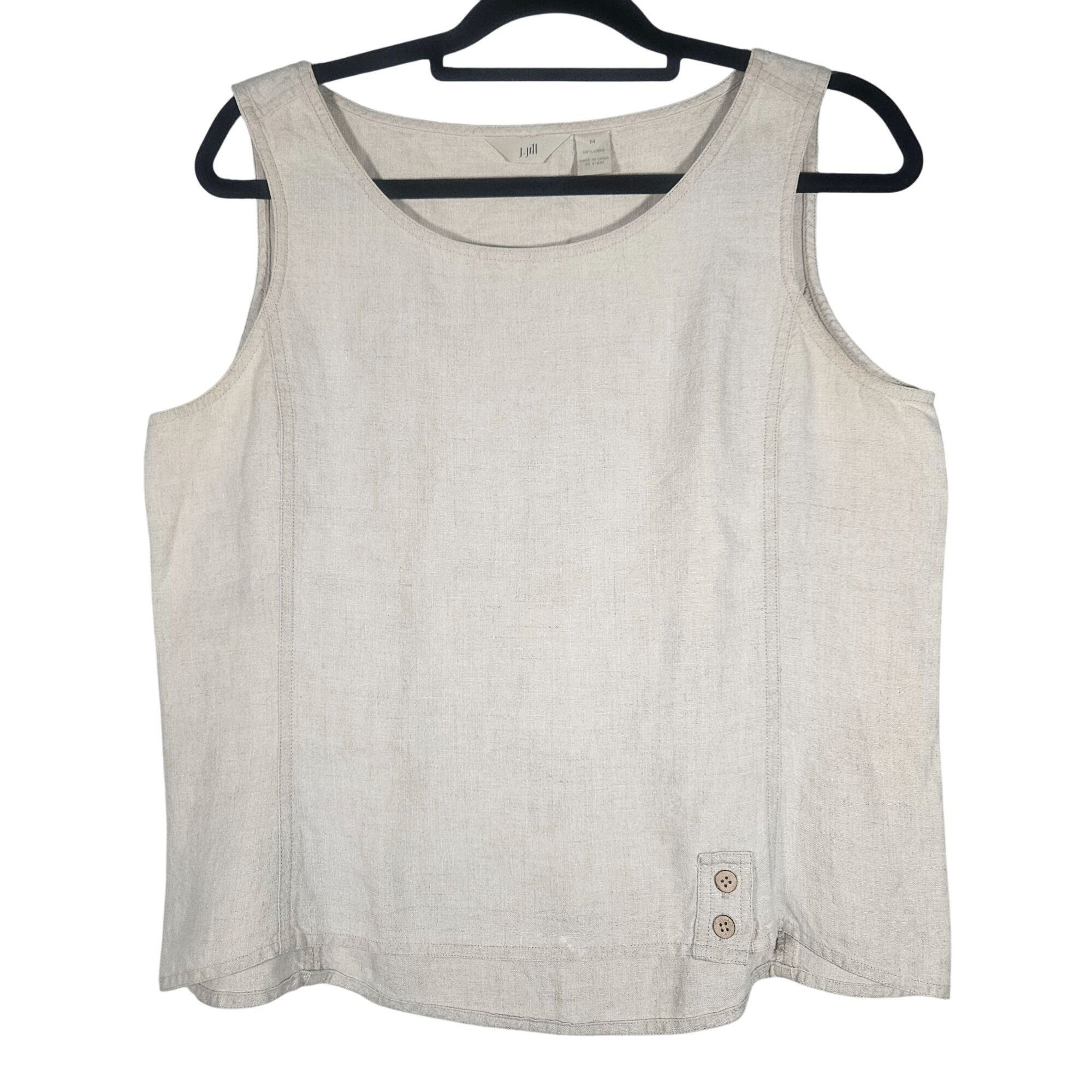 J. Jill J Jill Natural Linen Women’s Tank Top Med Minimalist Capsule Size M / US 6-8 / IT 42-44 - 2 Thumbnail