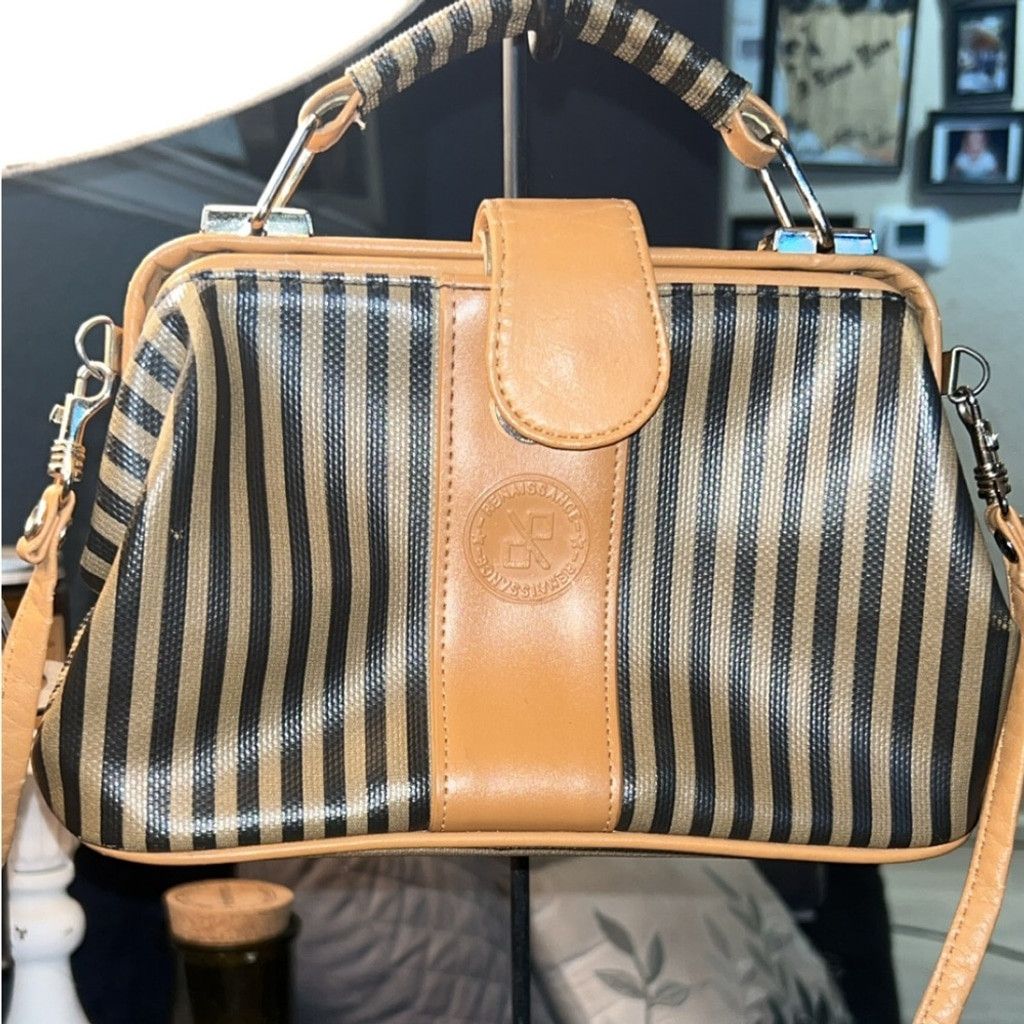 Other Renaissance striped purse w leather accents double closure Size ONE SIZE - 2 Thumbnail
