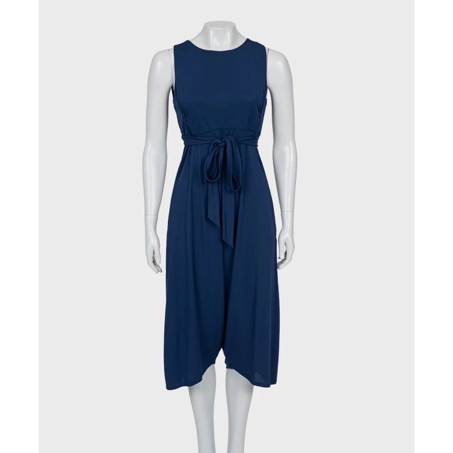 Saint Laurent Paris Saint Laurent Blue Viscose Tie Waist Jumpsuit - Size M Size 26" / US 2 / IT 38 - 1 Thumbnail