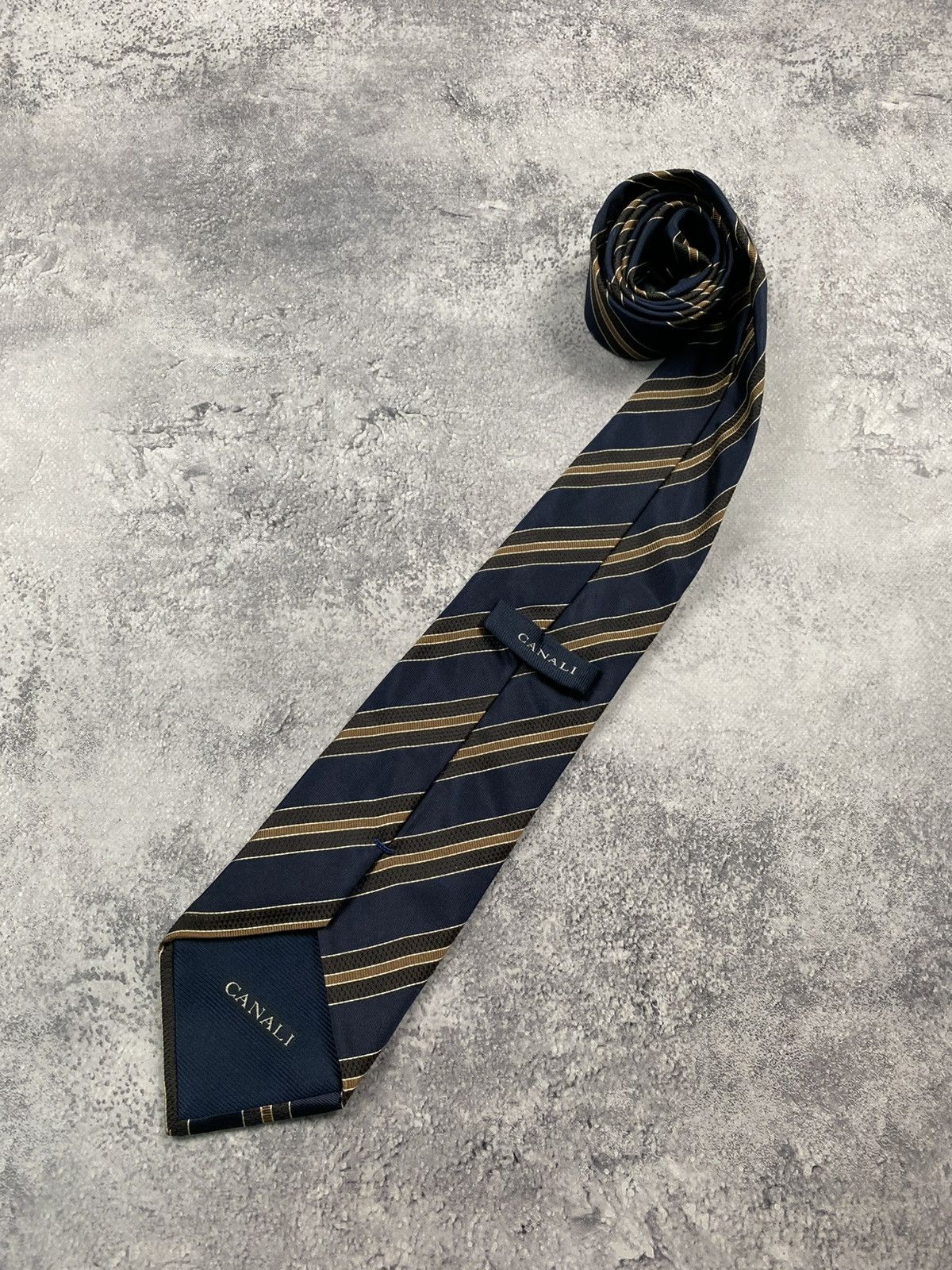Canali Canali Tie 100% Silk Made In Italy Striped Ties Old Money Size ONE SIZE - 3 Thumbnail