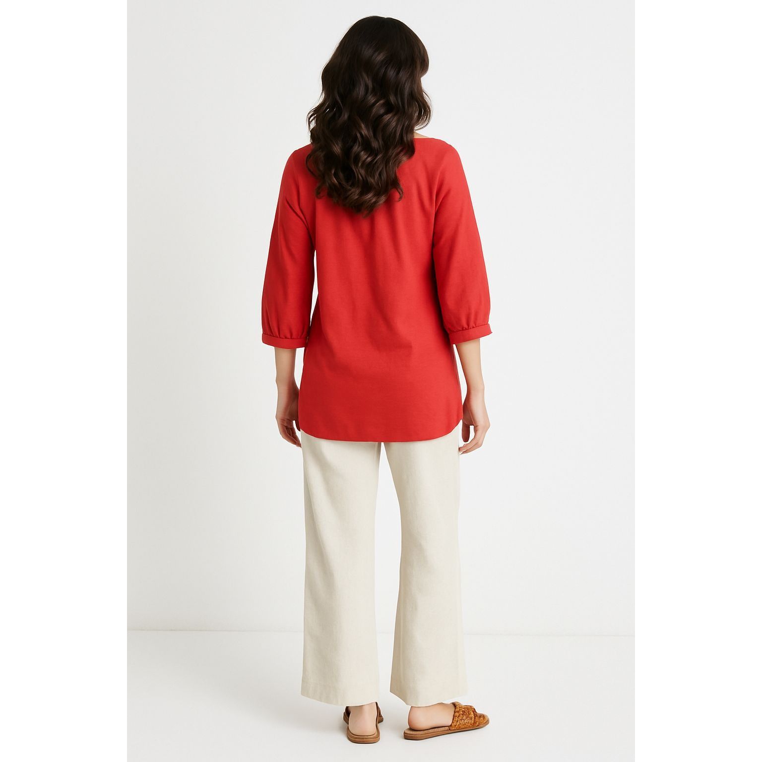 Haband Adrian Delafield Salmon Pink Cotton Tunic Top With Button Fr Size L / US 10 / IT 46 - 4 Thumbnail