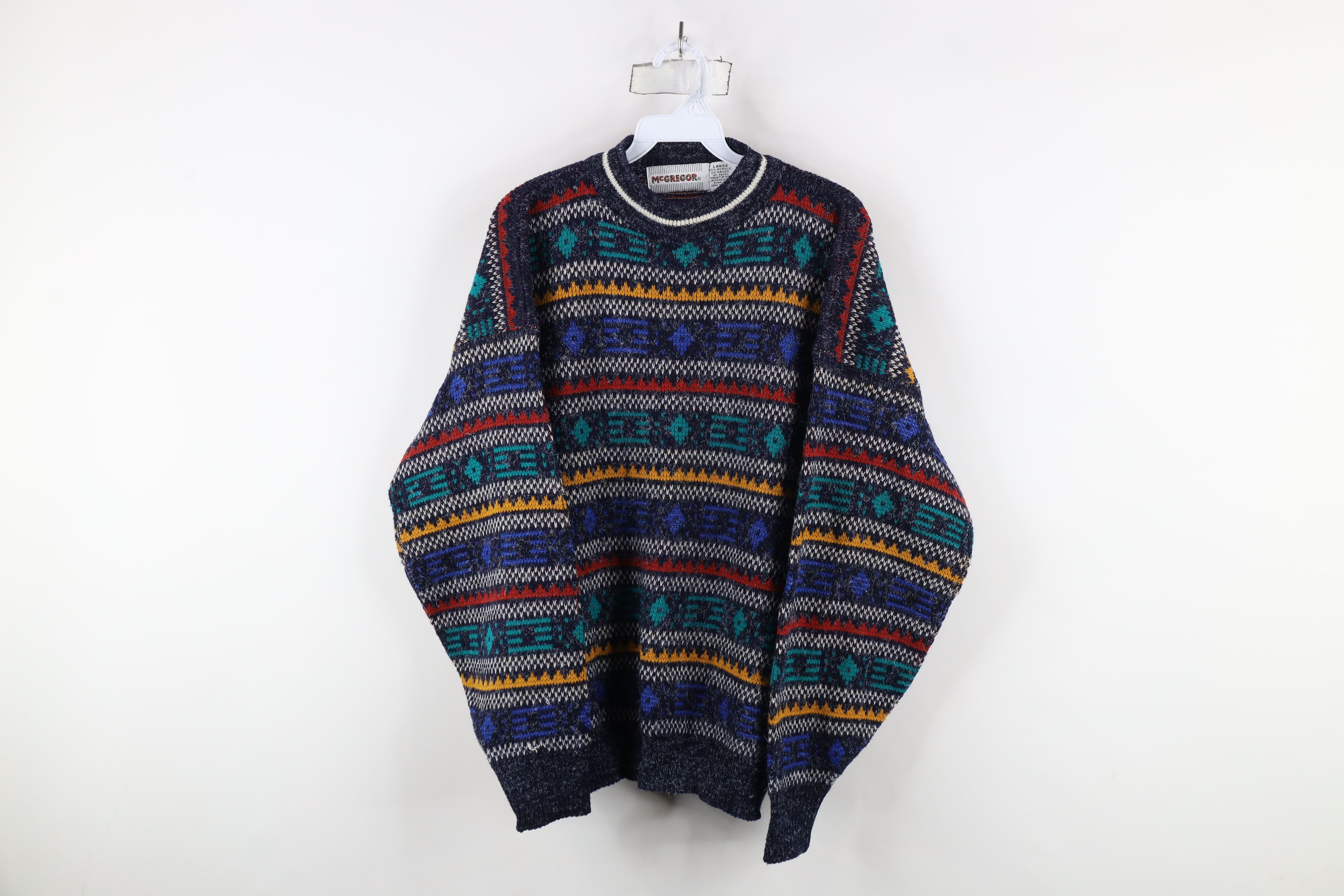 Vintage Vintage 90s Coogi Style Geometric Fair Isle Knit Sweater USA Size US L / EU 52-54 / 3 - 1 Thumbnail