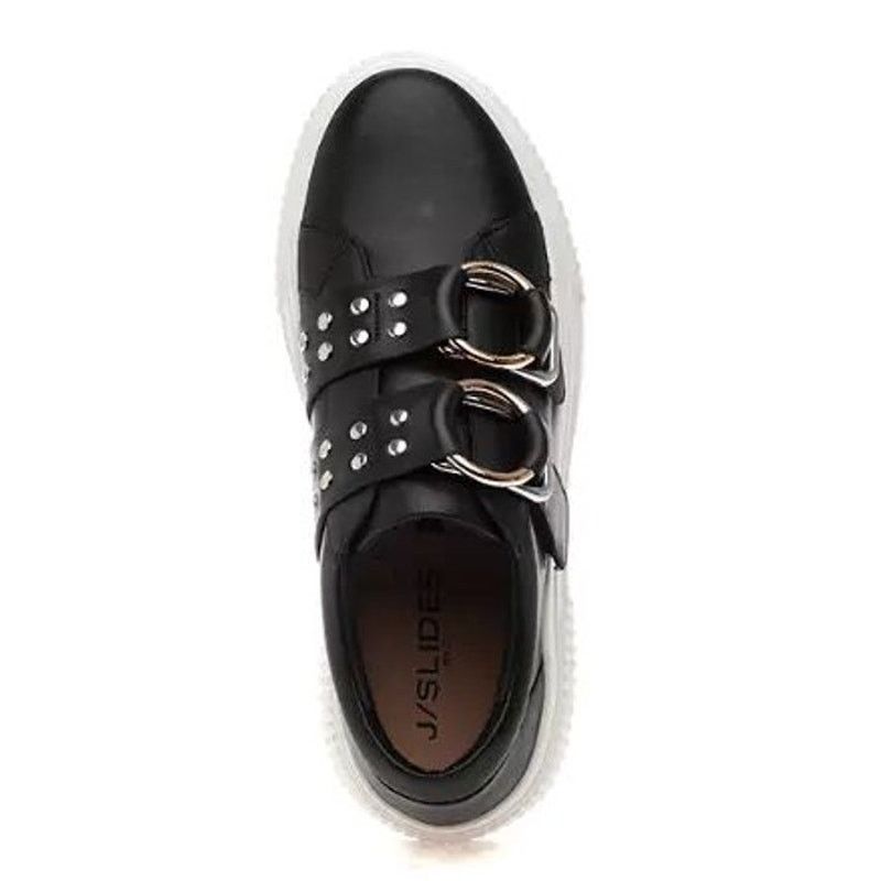 J/Slides J SLIDES Women's Black Leather Waldo Platform Sneakers |Sz 6 Size US 6 / IT 36 - 2 Thumbnail