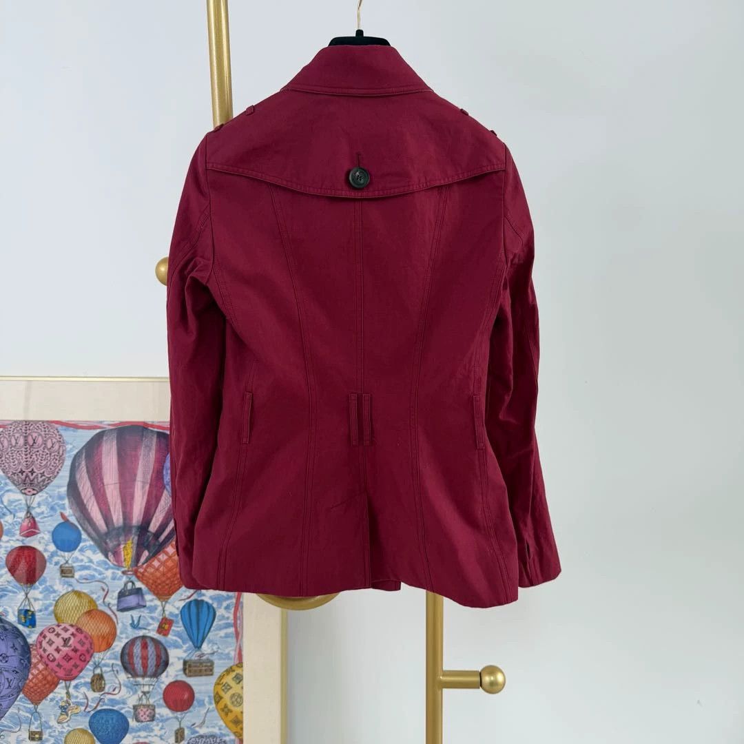 Burberry Burberry Burgundy Short Trench Coat F34 Size XS / US 0-2 / IT 36-38 - 2 Thumbnail