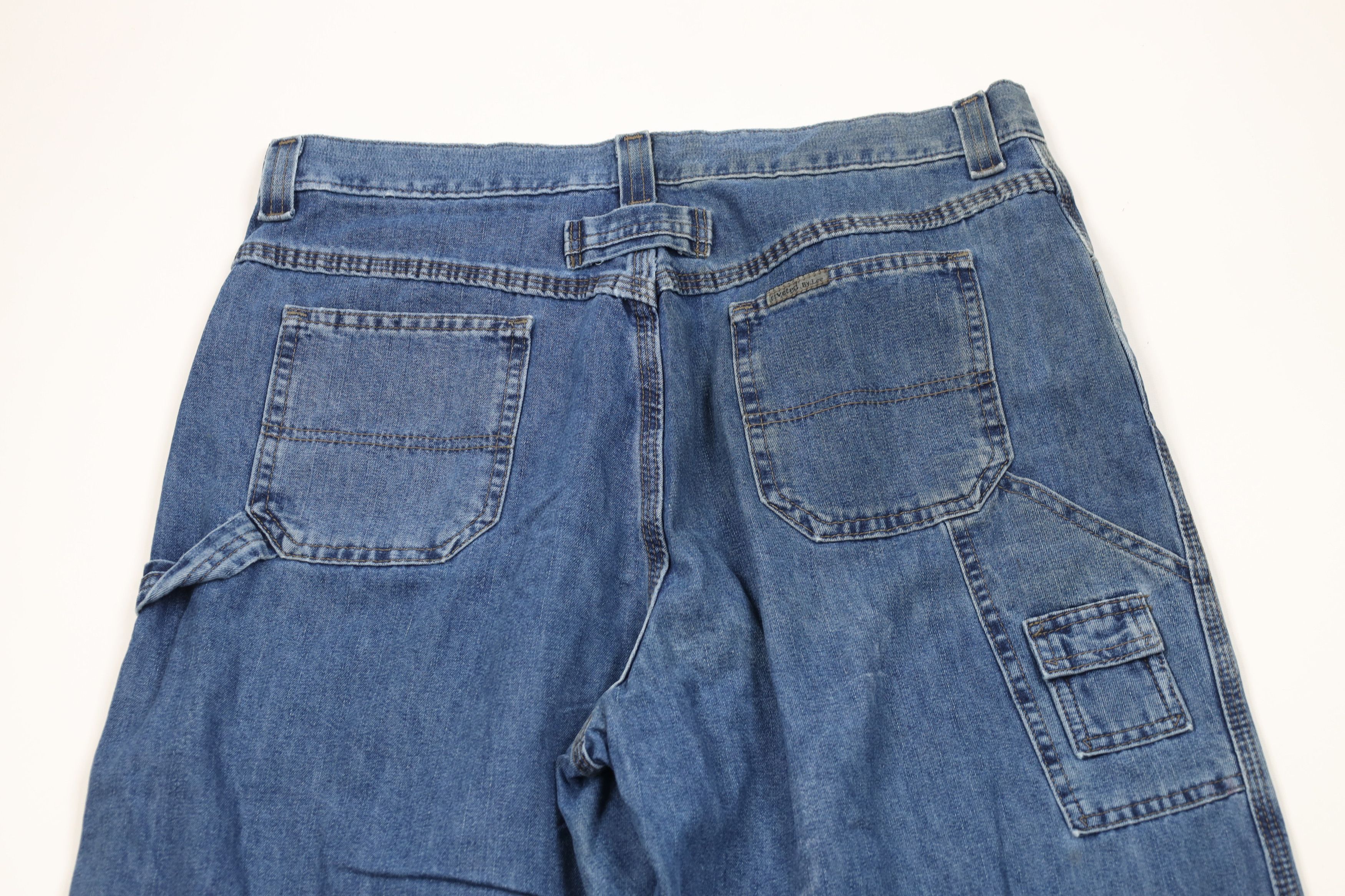 Lee × Vintage Vintage 90s Lee Rivet Wide Leg Dungaree Denim Jeans Blue Size 38" / US 16 / IT 52 - 12 Thumbnail