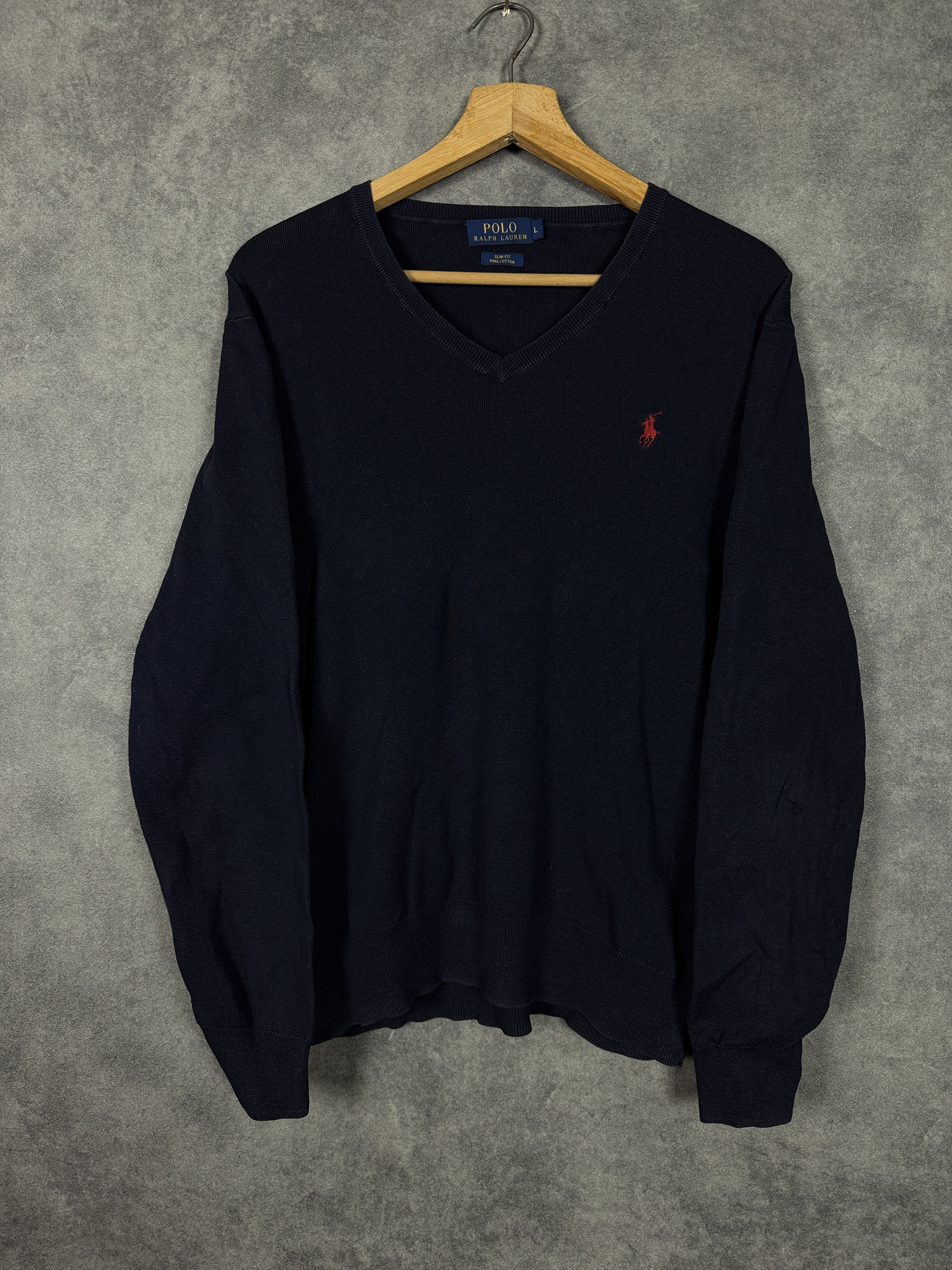 Ralph Lauren Cotton golf sweater slim fit V-neck pima cotton logo pony Size US L / EU 52-54 / 3 - 1 Thumbnail