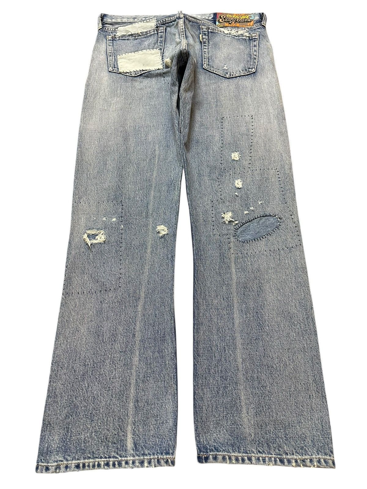 Japanese Brand Vintage Japanese Brand Faded Wash Distressed Patch Jeans Size US 32 / EU 48 - 2 Thumbnail